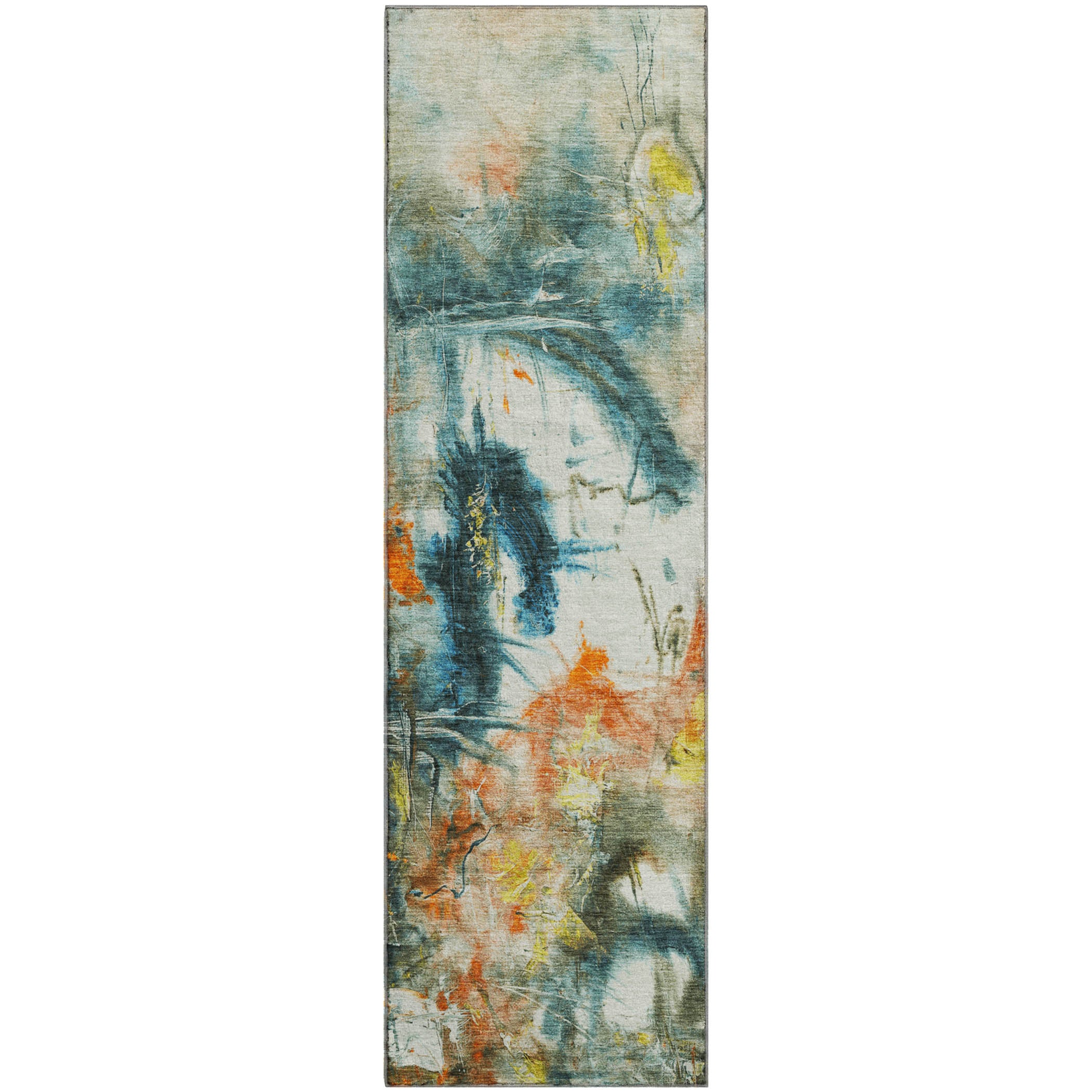Antigua Machine Washable Transitional Sage Green Rug 2'3" x 7'6" #shape_Runner