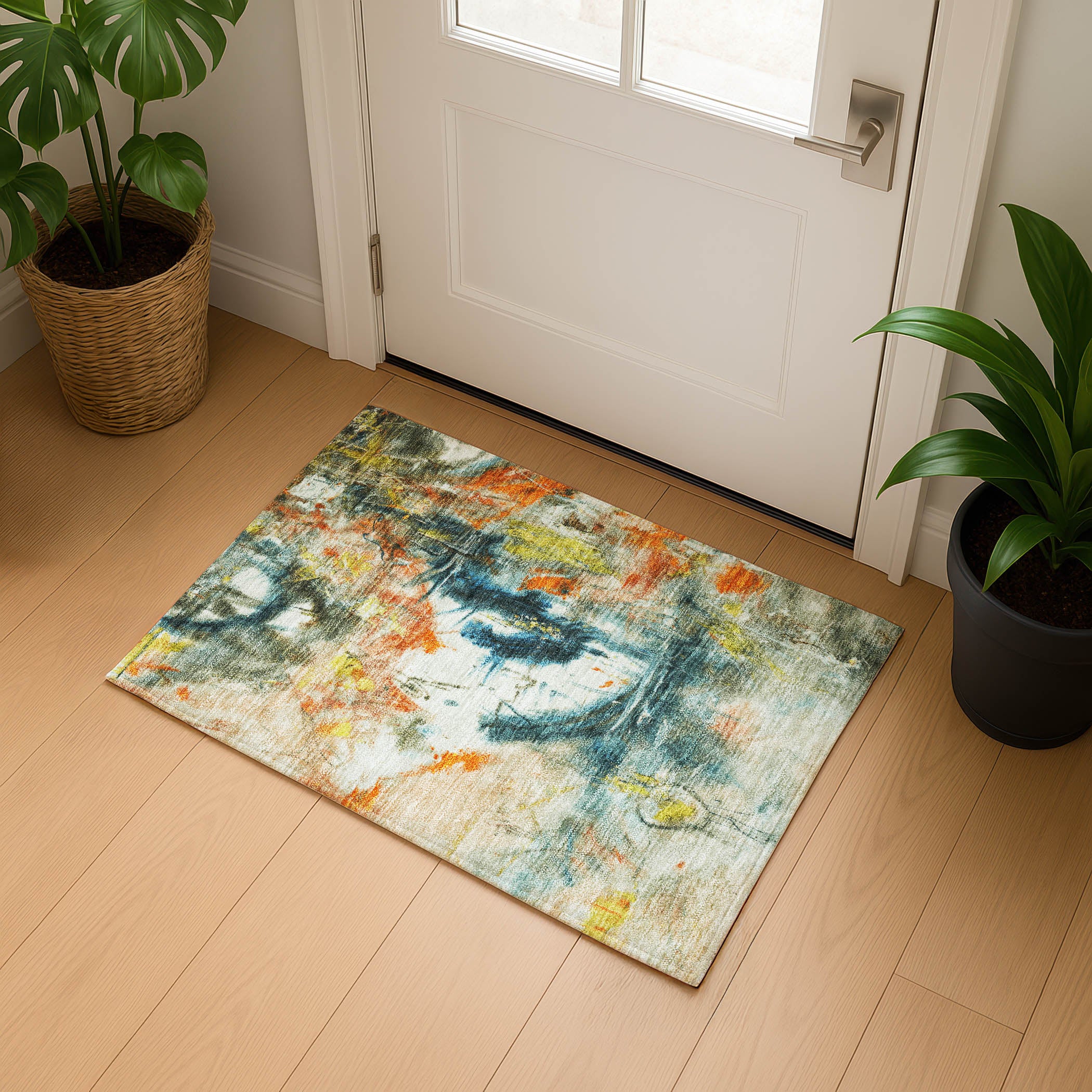 Antigua Machine Washable Transitional Sage Green Rug 1'8" x 2'6" #shape_Rectangle