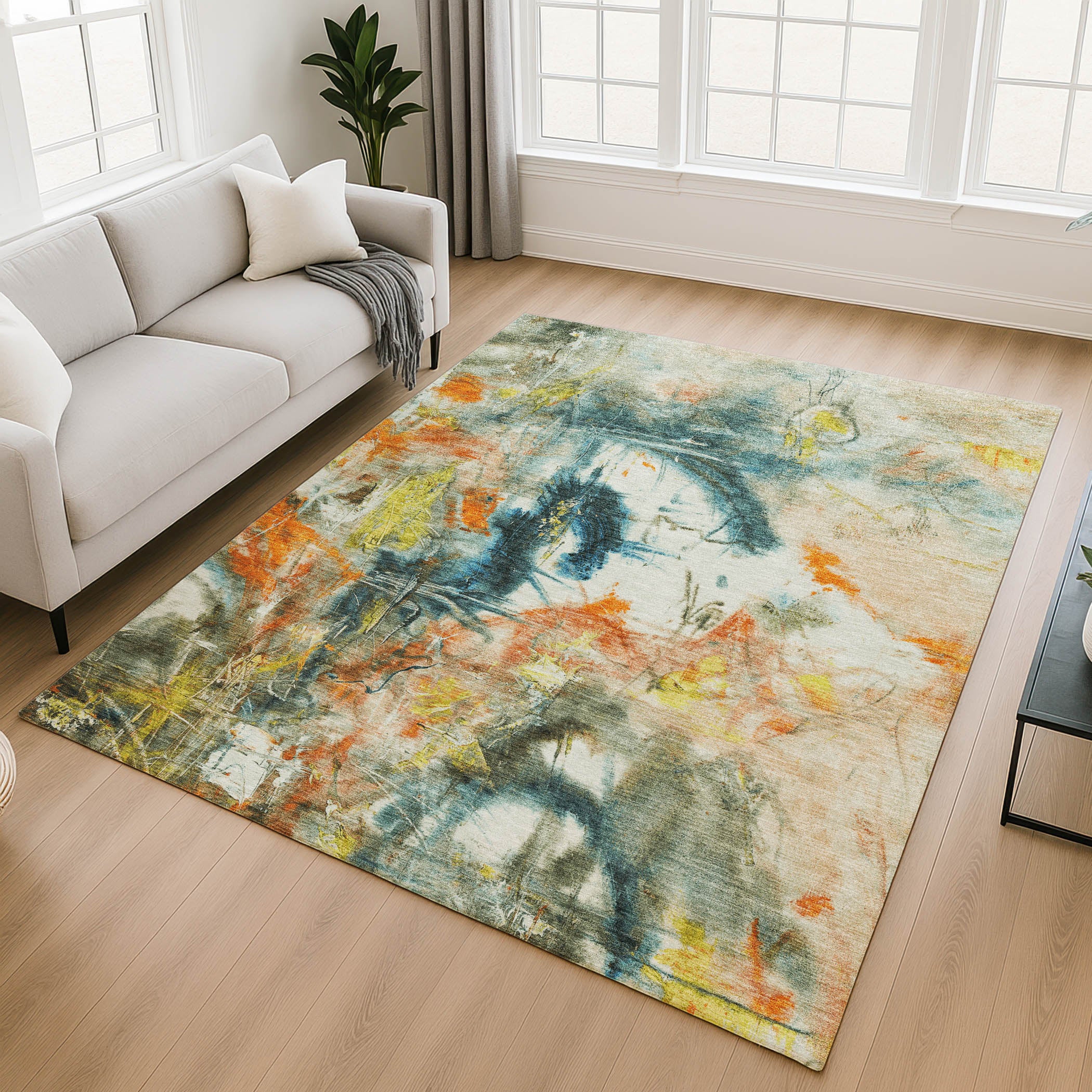 Antigua Machine Washable Transitional Sage Green Rug 2'6" x 3'10" #shape_Rectangle