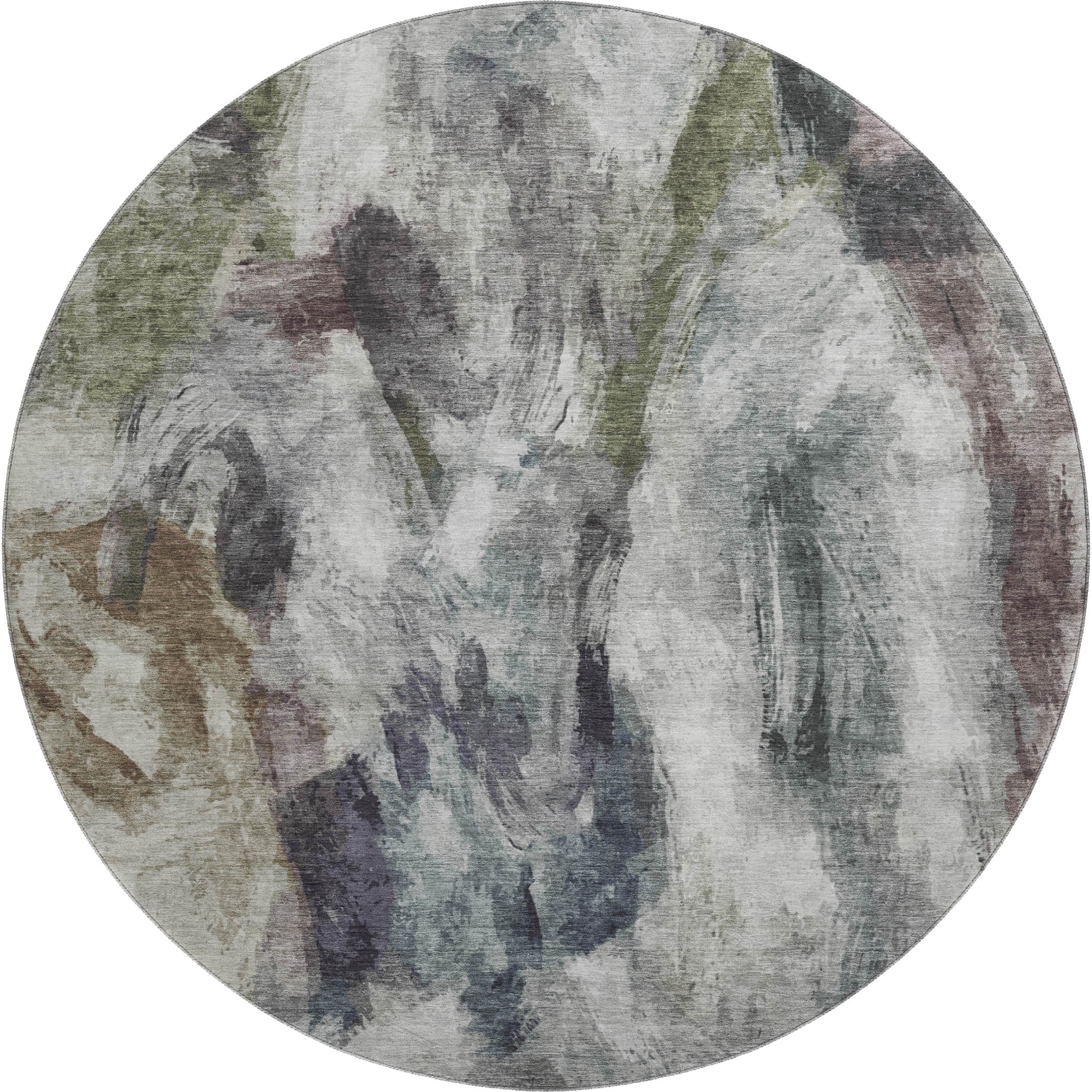 Oslo Machine Washable Transitional Gray Rug 8' x 8' #shape_Round