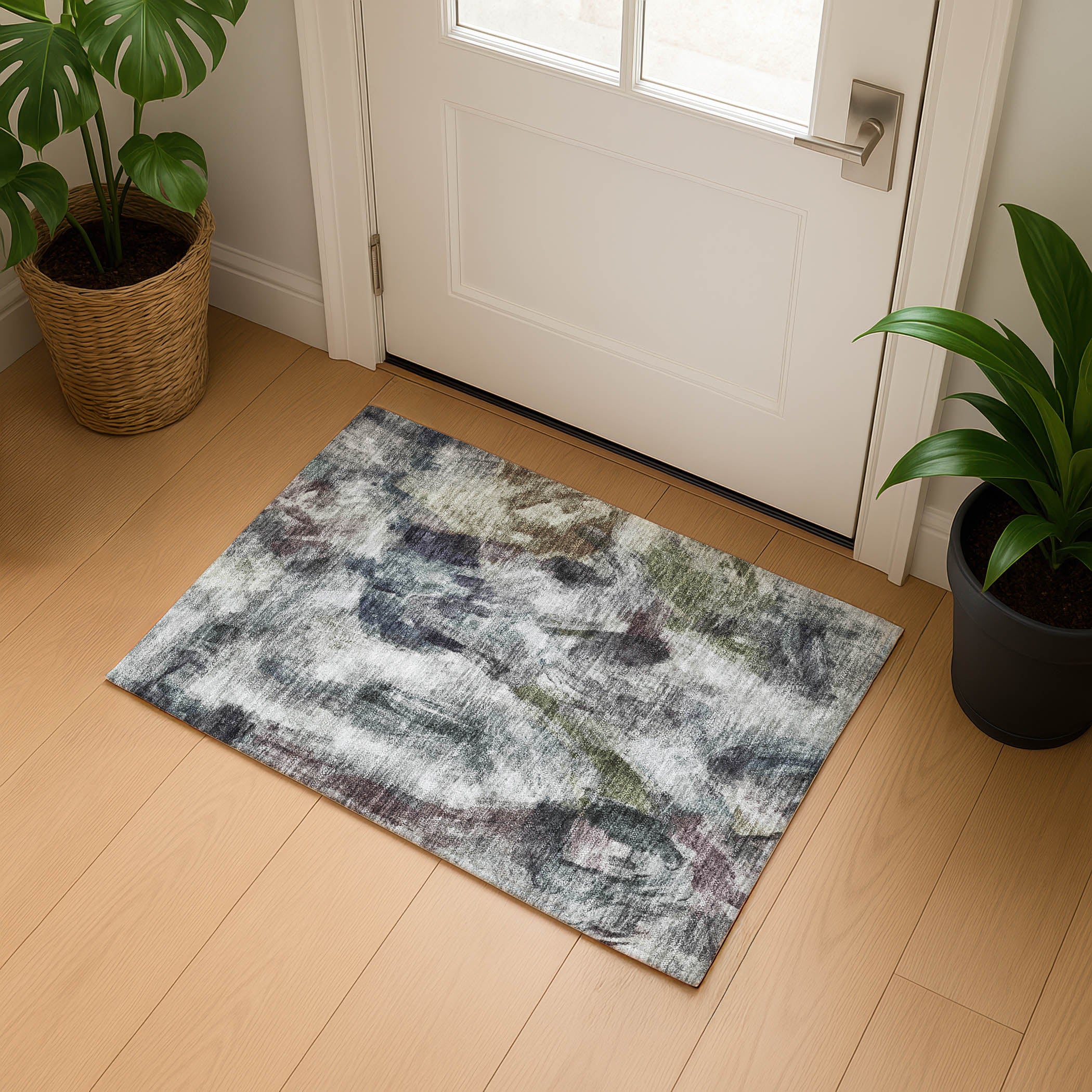 Oslo Machine Washable Transitional Gray Rug 1'8" x 2'6" #shape_Rectangle