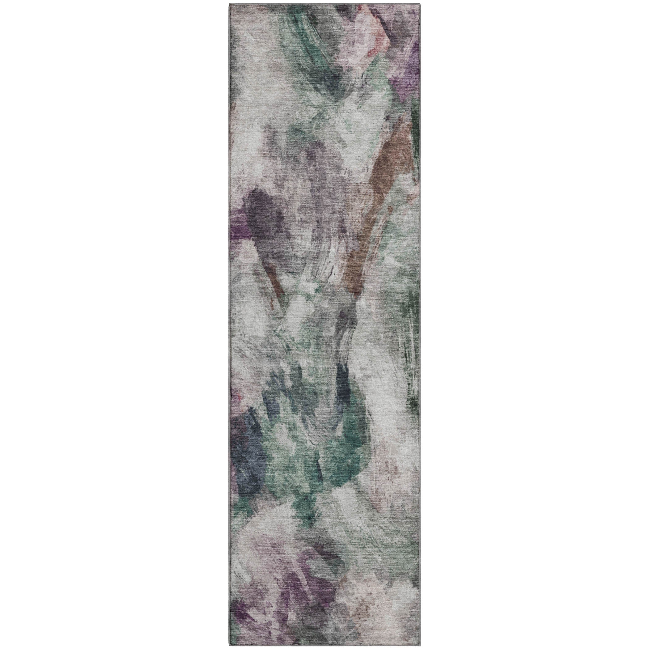Oslo Machine Washable Transitional Green Rug 2'3" x 7'6" #shape_Runner