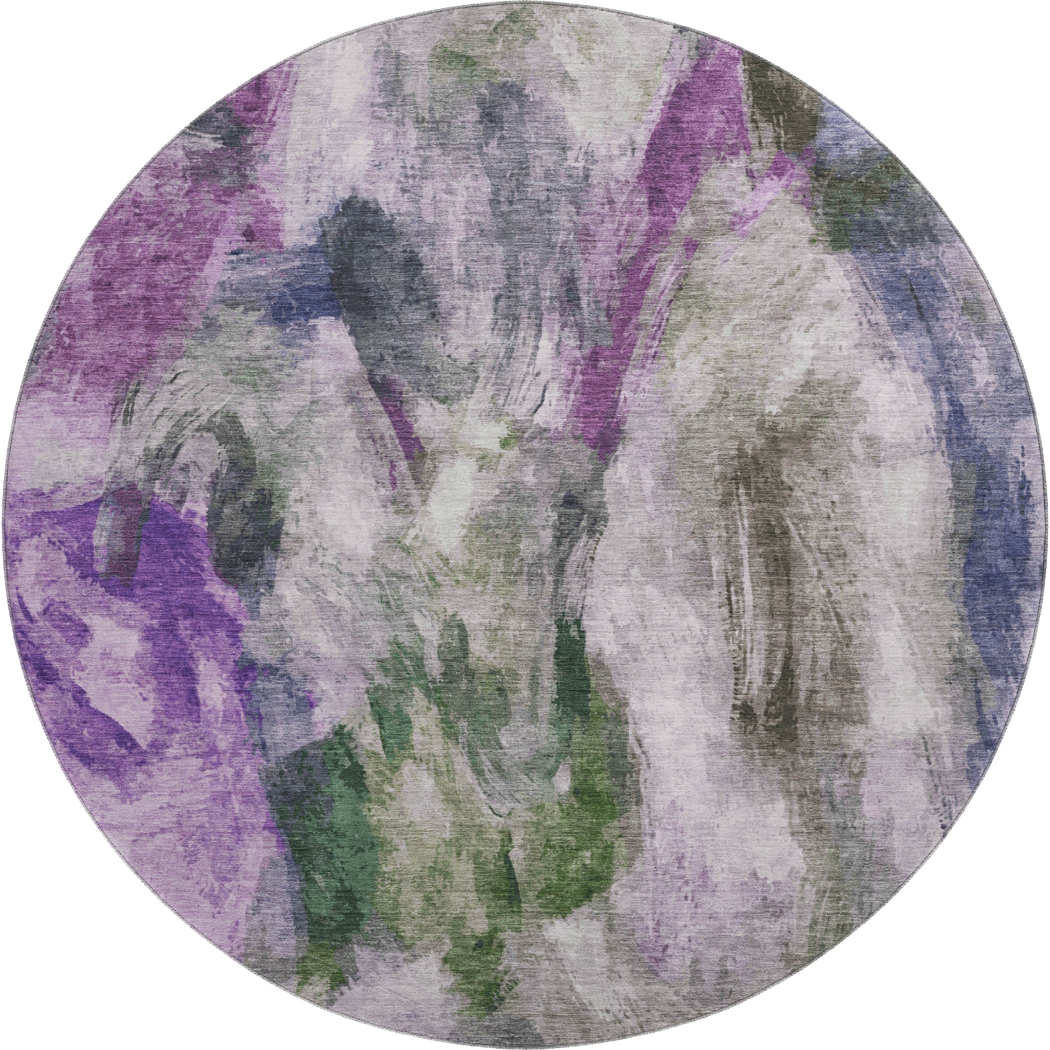 Oslo Machine Washable Transitional Lavender Purple Rug 8' x 8' #shape_Round