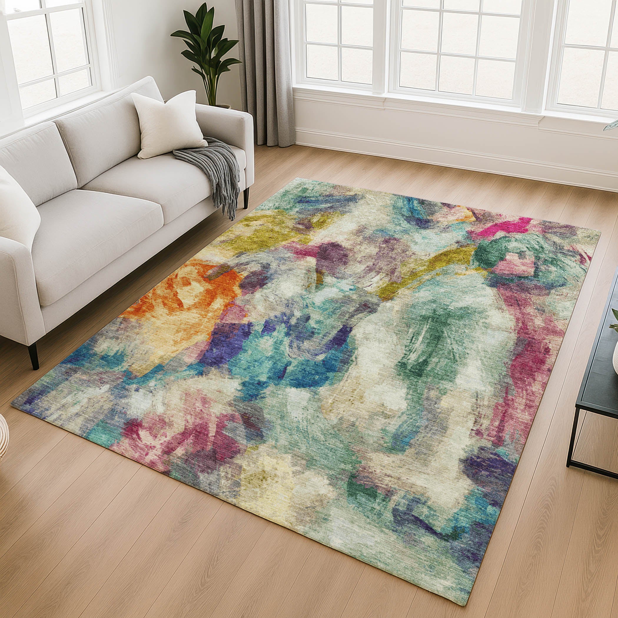 Oslo Machine Washable Transitional Sage Green Rug 2'6" x 3'10" #shape_Rectangle
