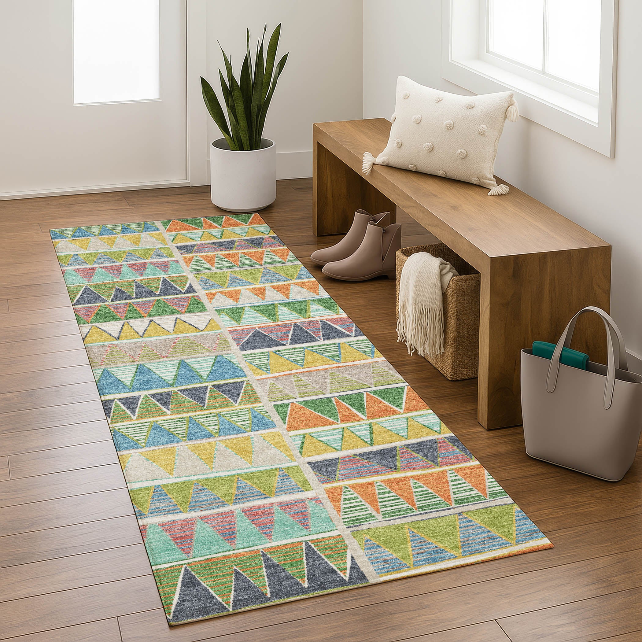 Bruges Machine Washable Transitional Beige Brown Rug 2'3" x 7'6" #shape_Runner