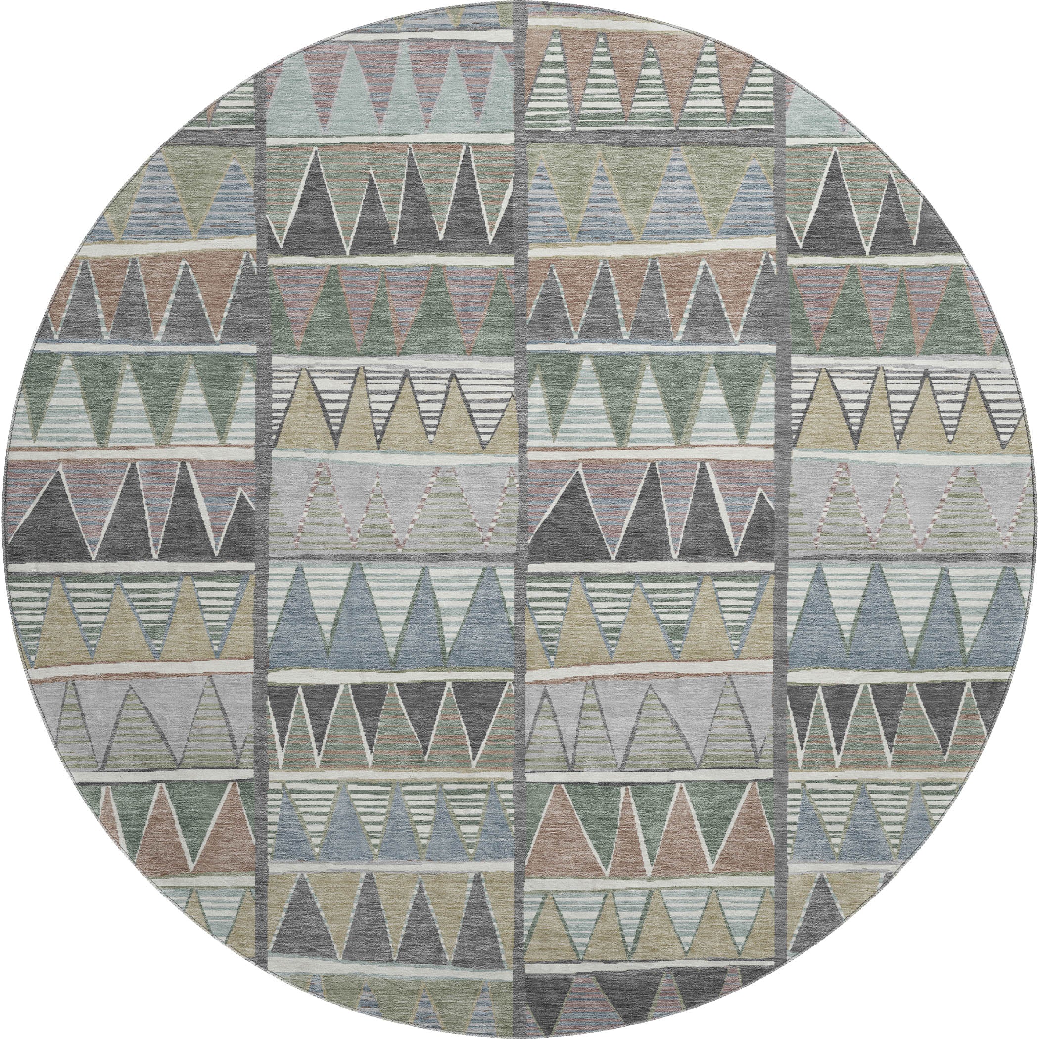 Bruges Machine Washable Transitional Gray Rug 8' x 8' #shape_Round