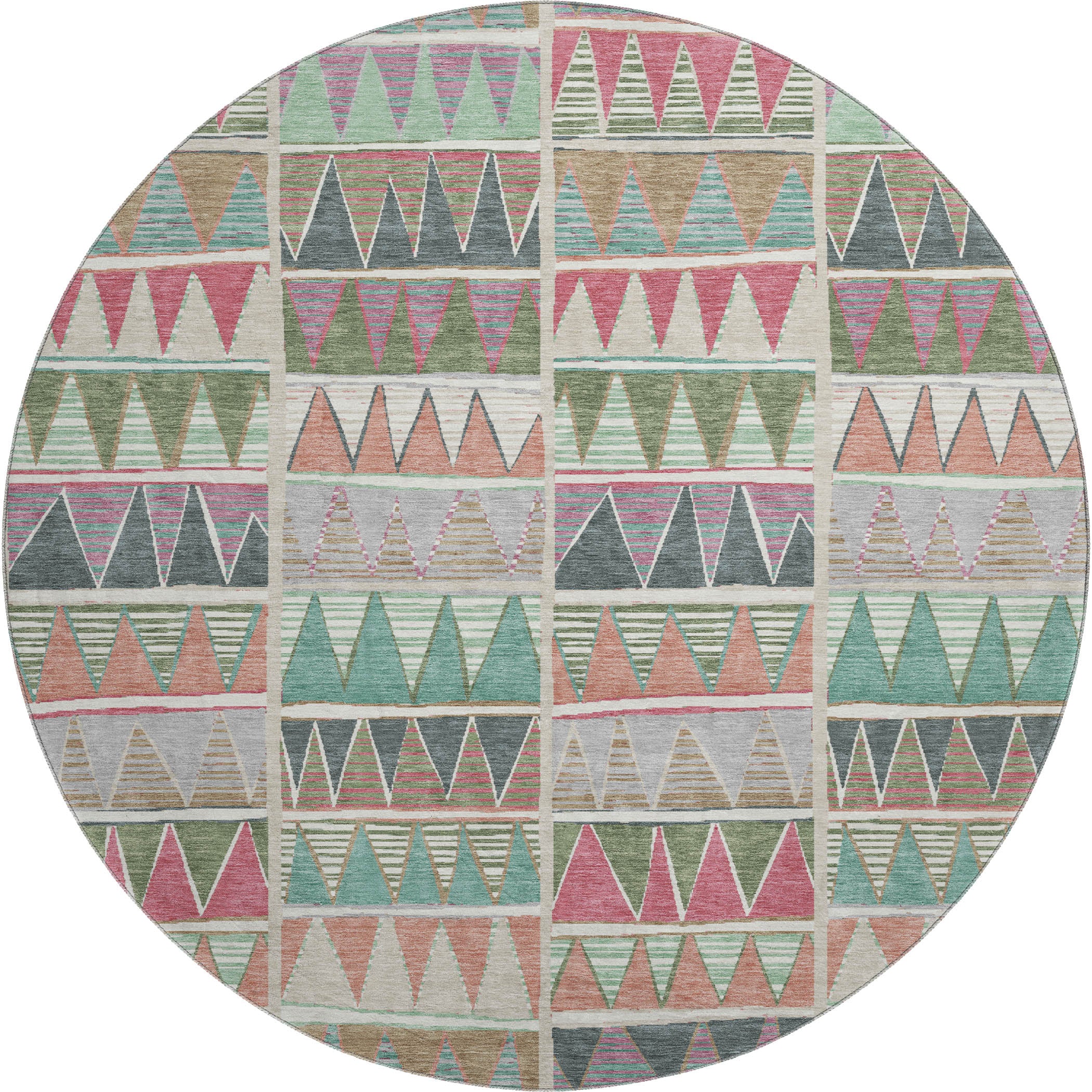 Bruges Machine Washable Transitional Salmon Orange Rug 8' x 8' #shape_Round