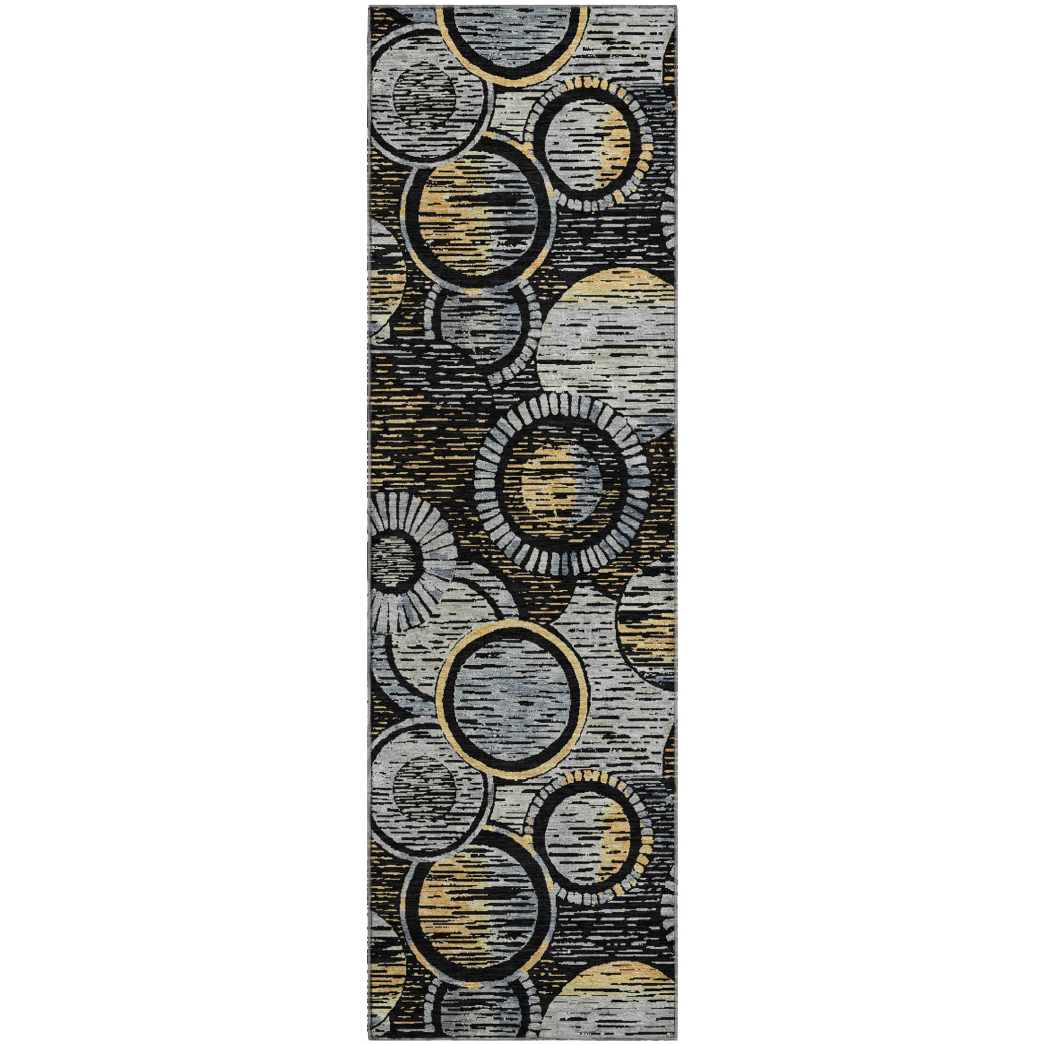 Vienna Machine Washable Transitional Black Rug 2'3" x 7'6" #shape_Runner