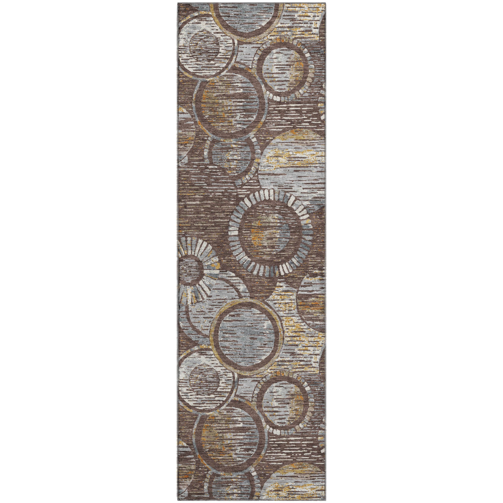 Vienna Machine Washable Transitional Fudge Brown Rug 2'3" x 7'6" #shape_Runner