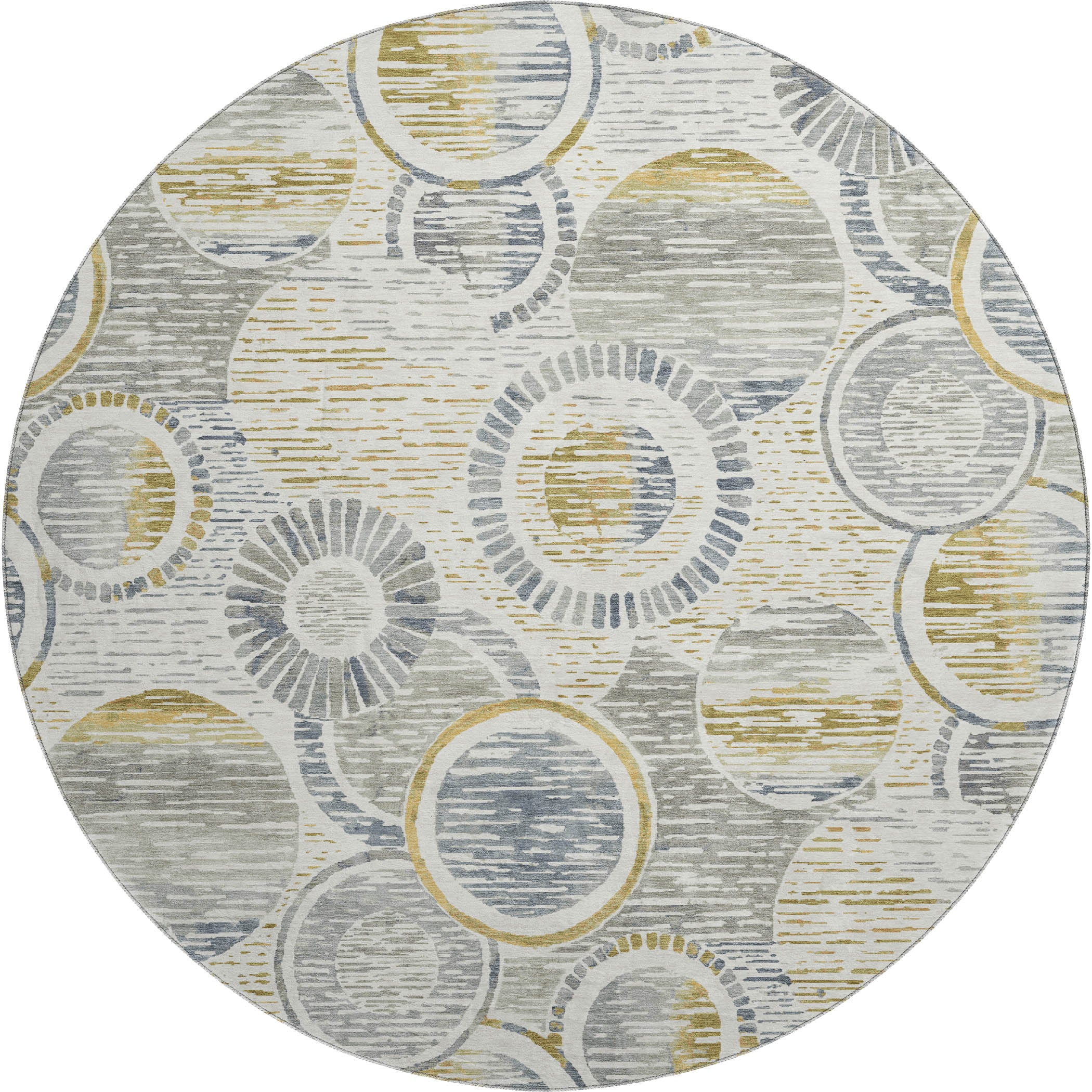 Vienna Machine Washable Transitional Ivory Rug 8' x 8' #shape_Round
