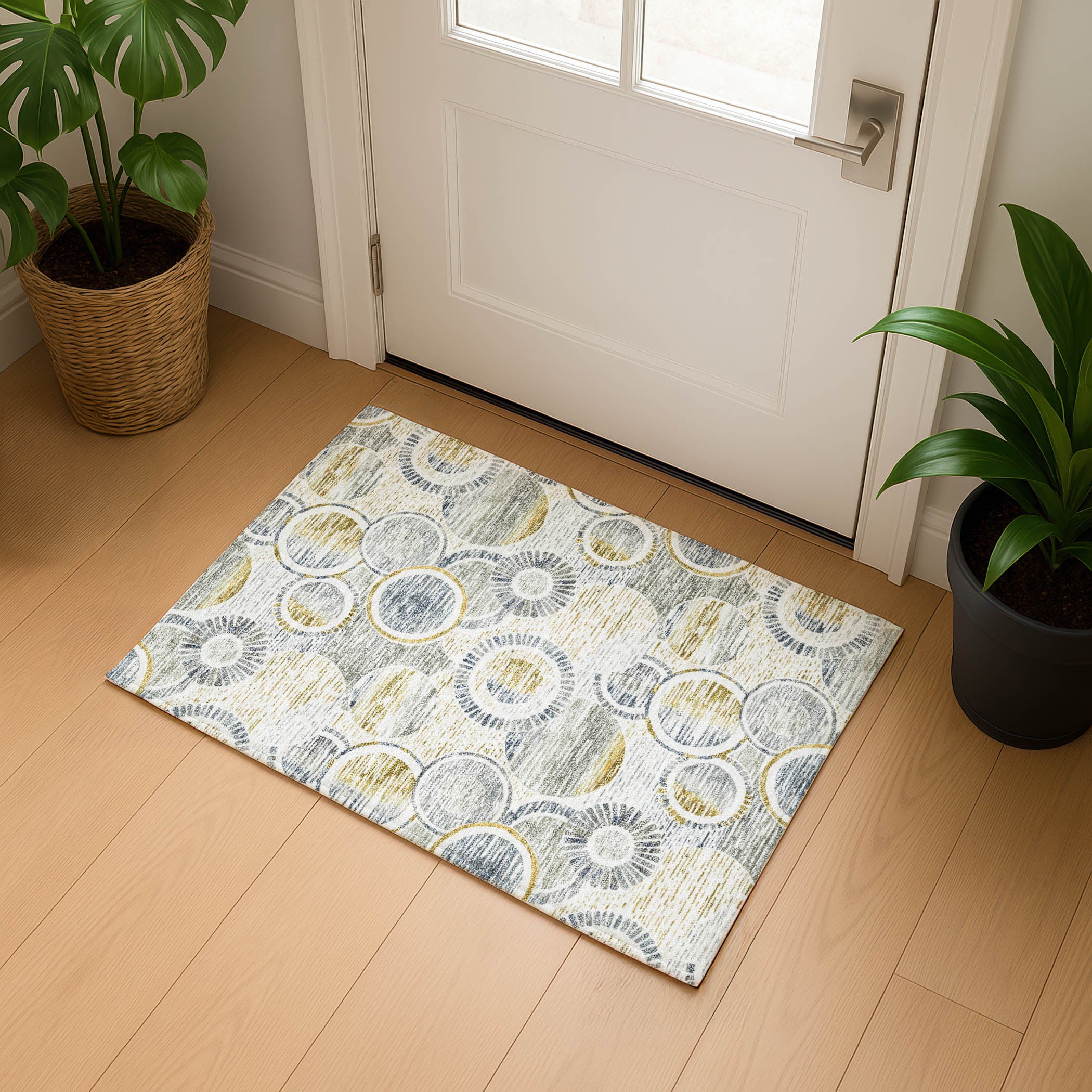Vienna Machine Washable Transitional Ivory Rug 1'8" x 2'6" #shape_Rectangle
