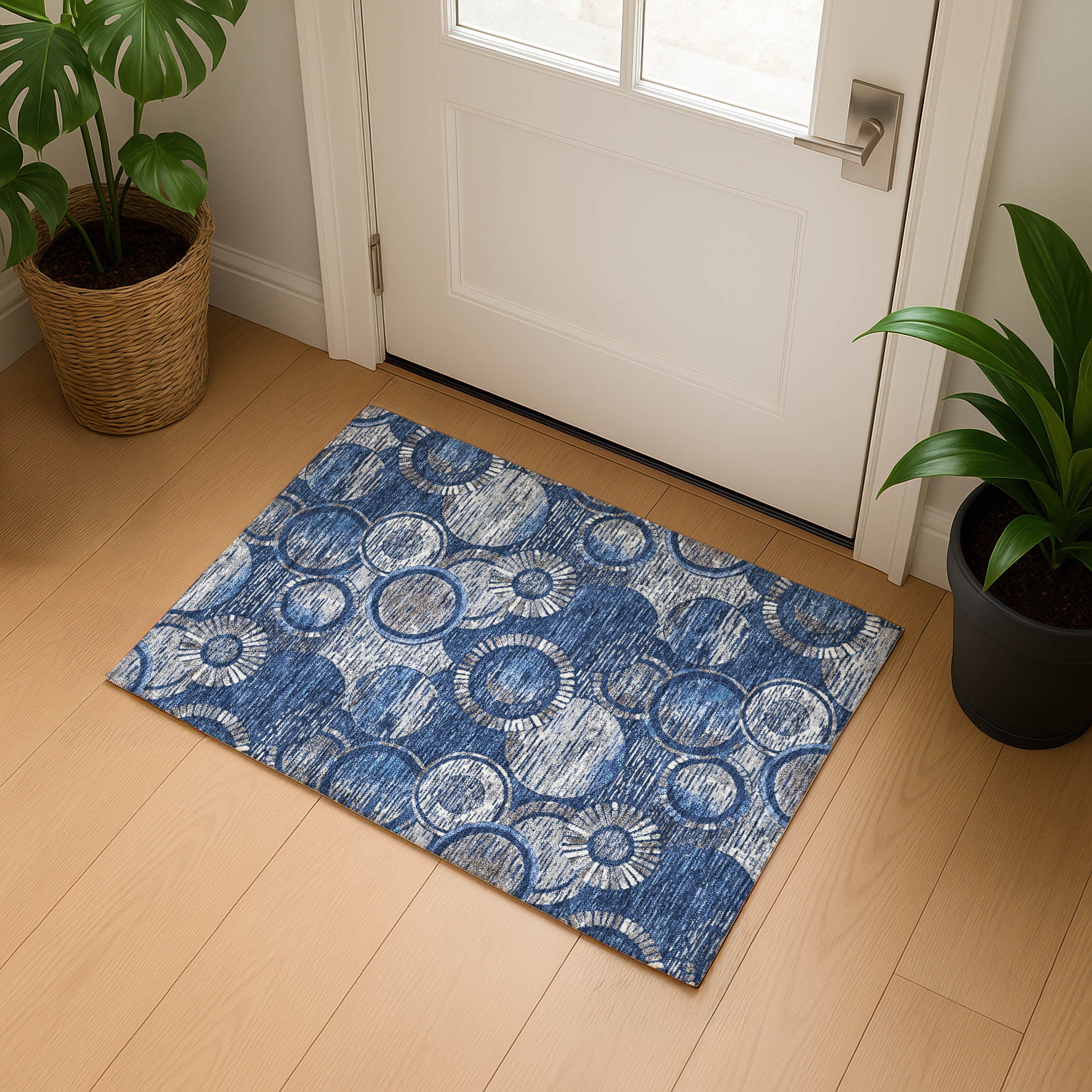 Vienna Machine Washable Transitional Navy Blue Rug 1'8" x 2'6" #shape_Rectangle