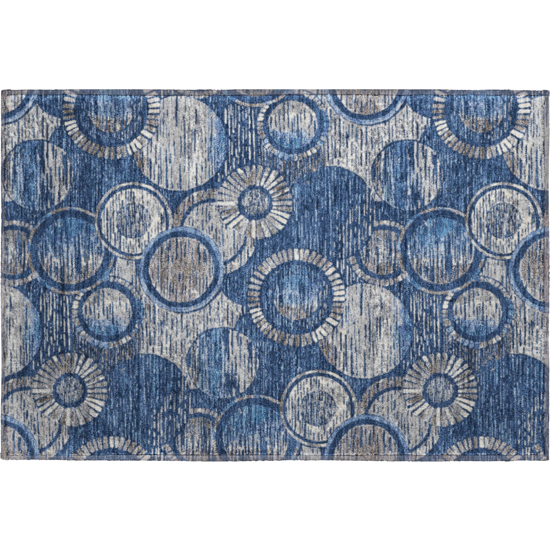 Vienna Machine Washable Transitional Navy Blue Rug 1'8" x 2'6" #shape_Rectangle