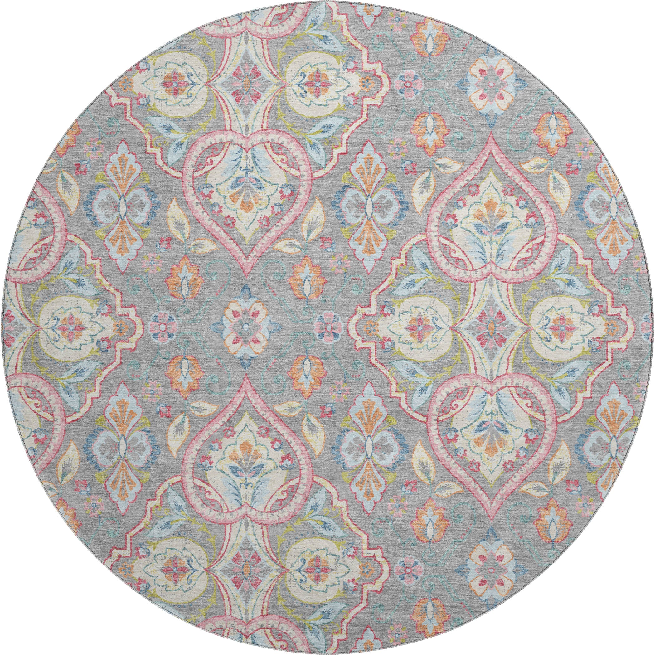 Sintra Machine Washable Transitional Gray Rug 8' x 8' #shape_Round