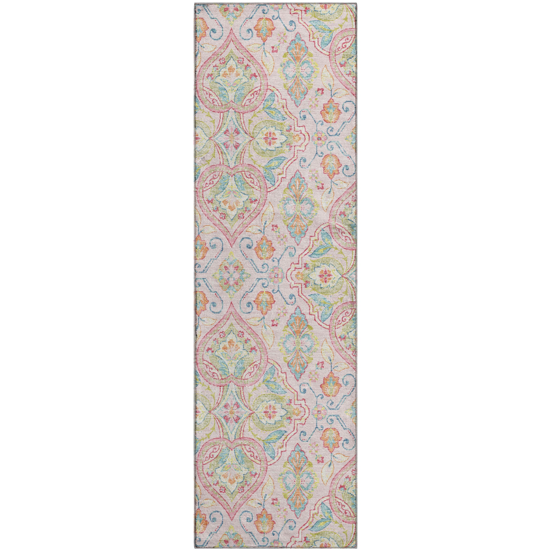 Sintra Machine Washable Transitional Pink Rug 2'3" x 7'6" #shape_Runner