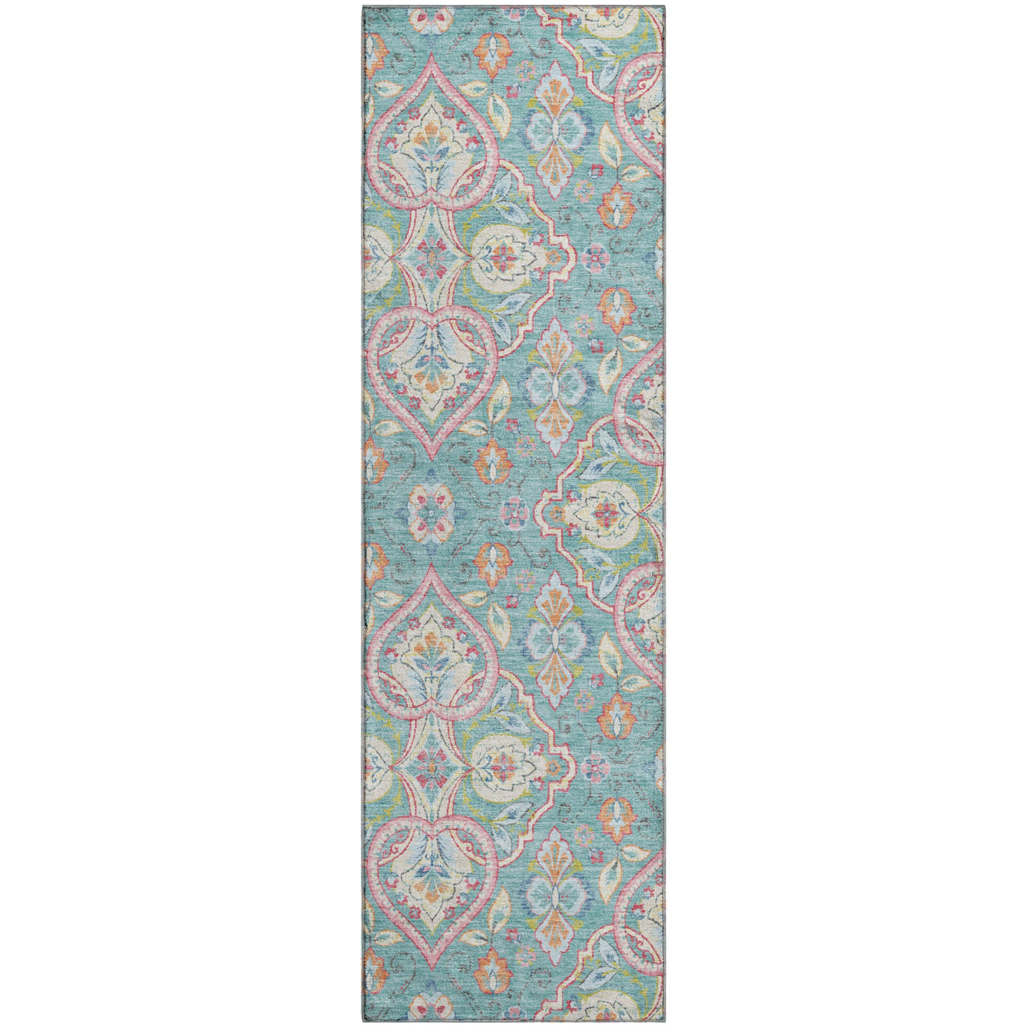 Sintra Machine Washable Transitional Spa Blue Rug 2'3" x 7'6" #shape_Runner