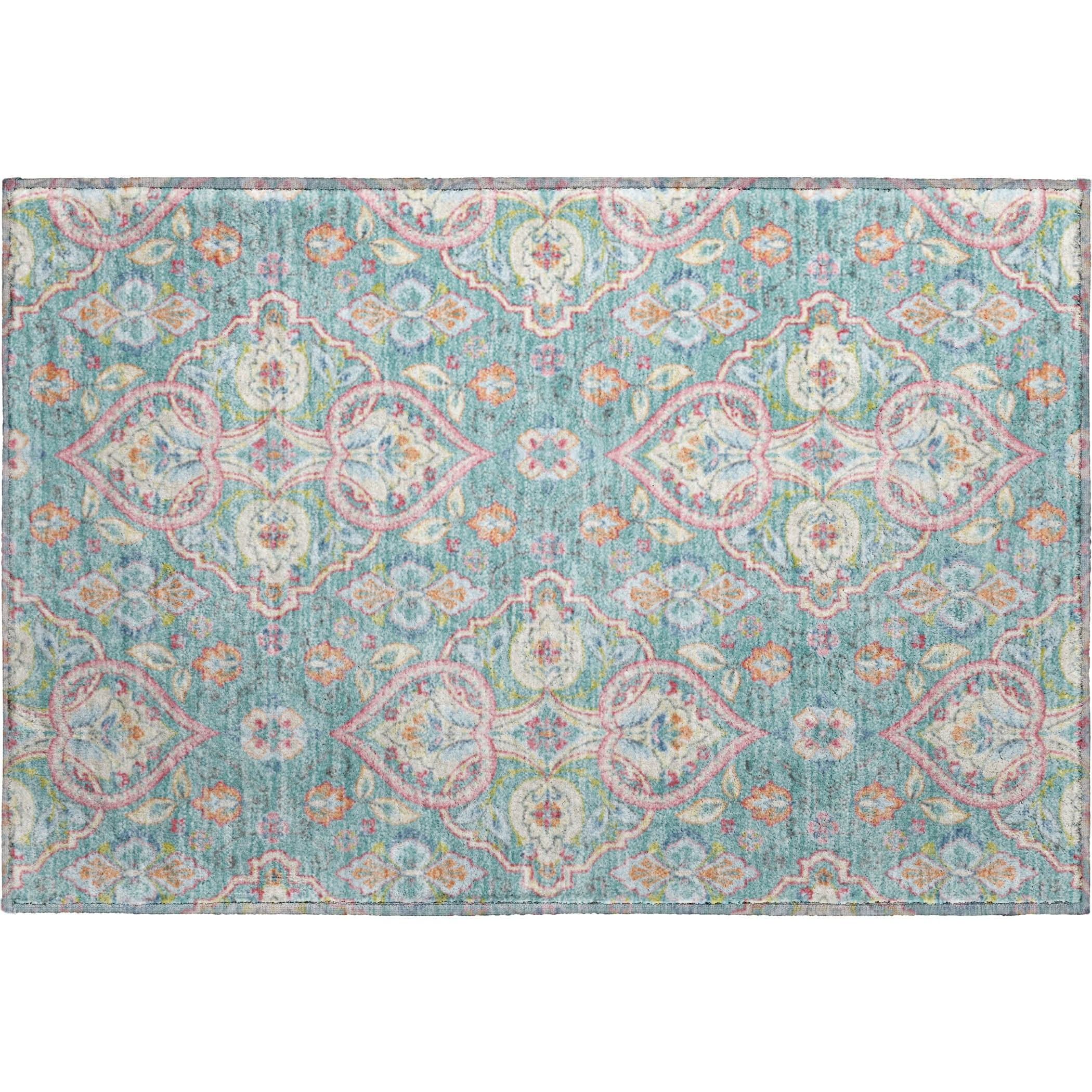 Sintra Machine Washable Transitional Spa Blue Rug 1'8" x 2'6" #shape_Rectangle