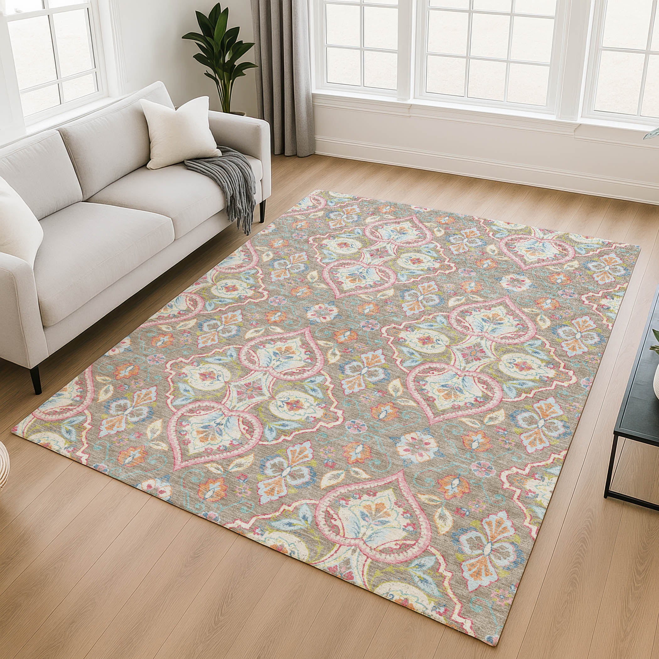 Sintra Machine Washable Transitional Taupe Brown Rug 2'6" x 3'10" #shape_Rectangle