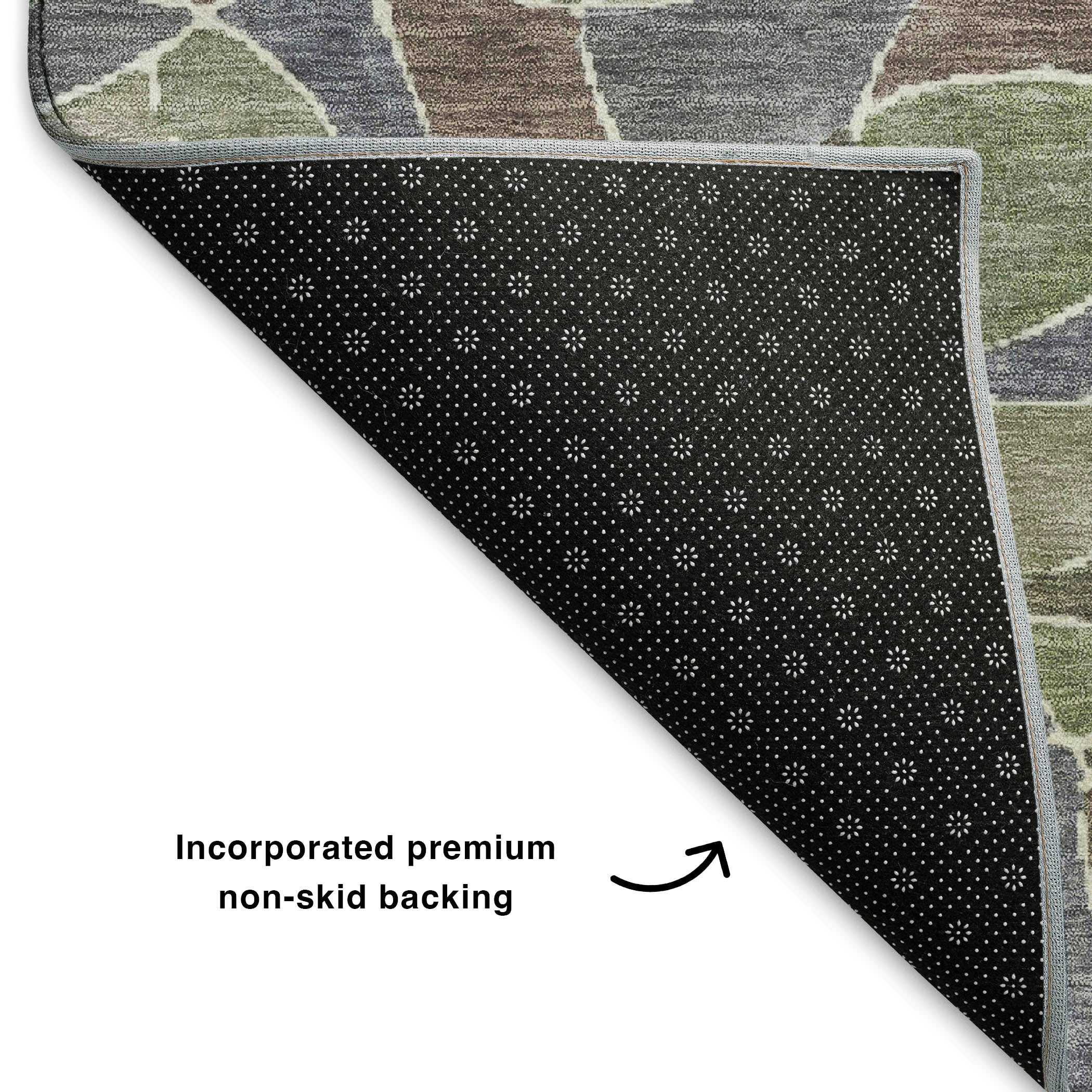 Split Machine Washable Transitional Green Rug 1'8" x 2'6" #shape_Rectangle