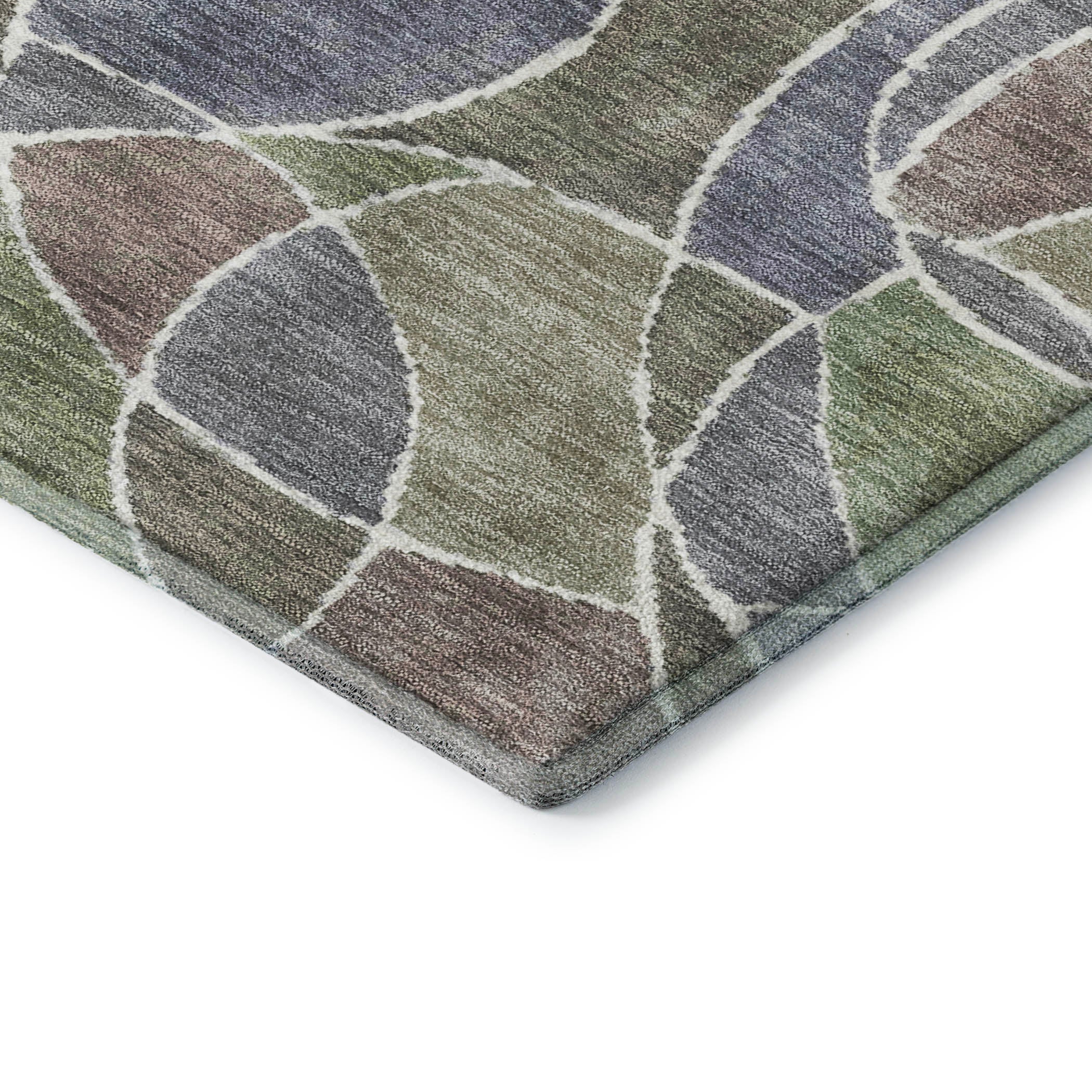 Split Machine Washable Transitional Green Rug 1'8" x 2'6" #shape_Rectangle