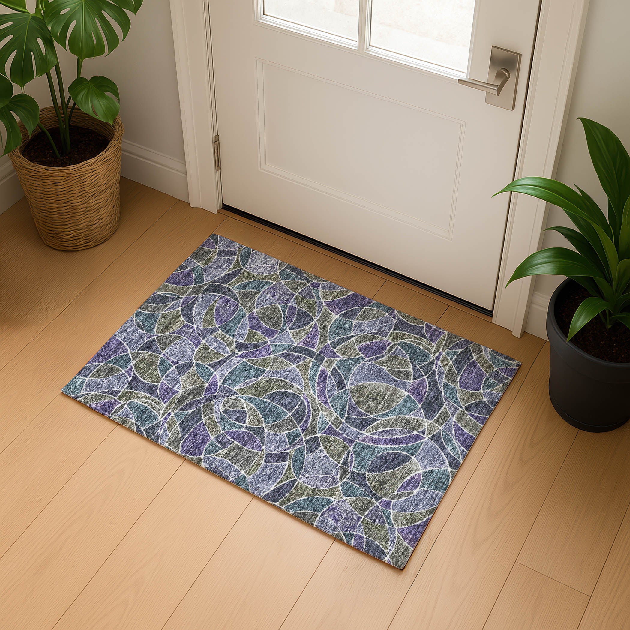 Split Machine Washable Transitional Purple Rug 1'8" x 2'6" #shape_Rectangle