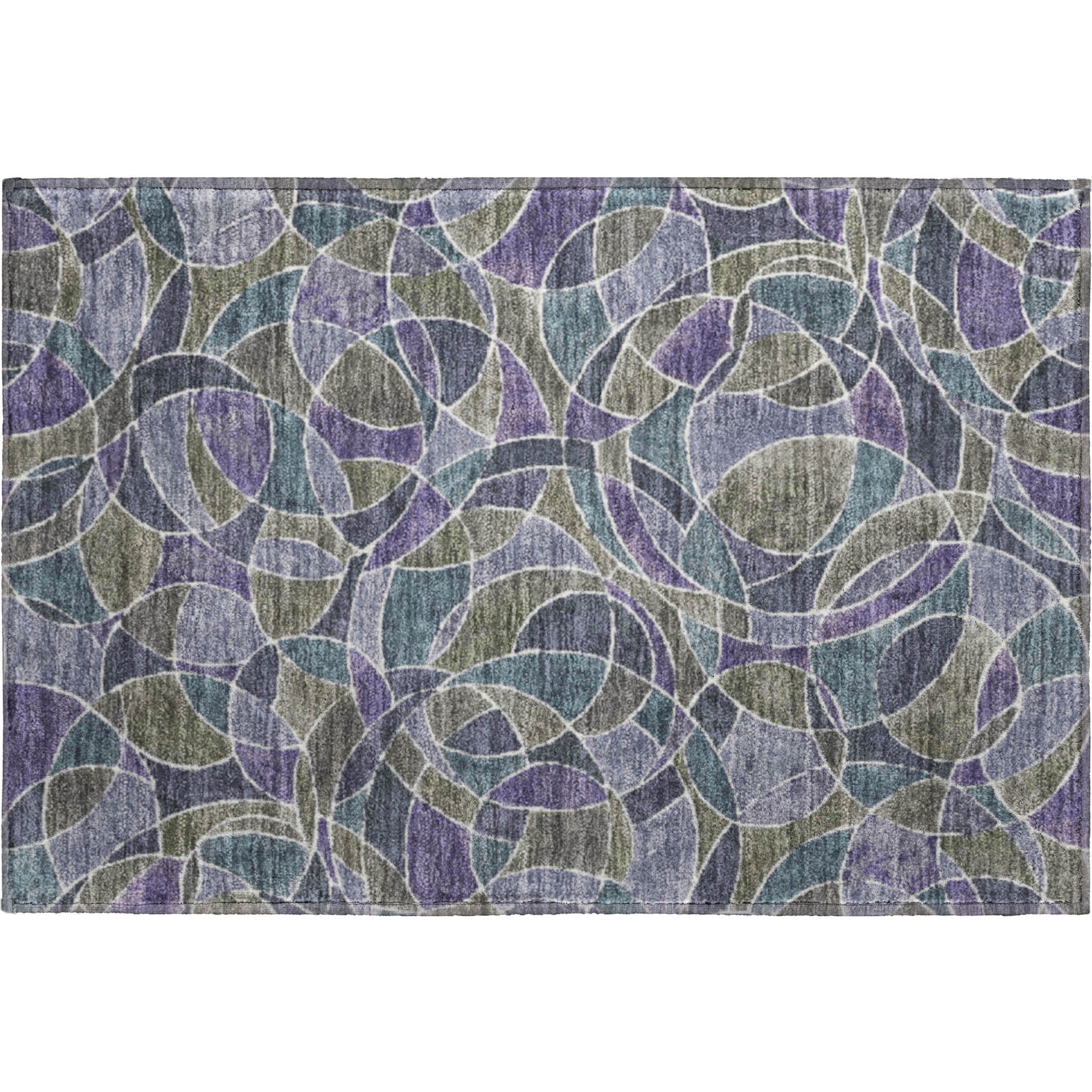 Split Machine Washable Transitional Purple Rug 1'8" x 2'6" #shape_Rectangle