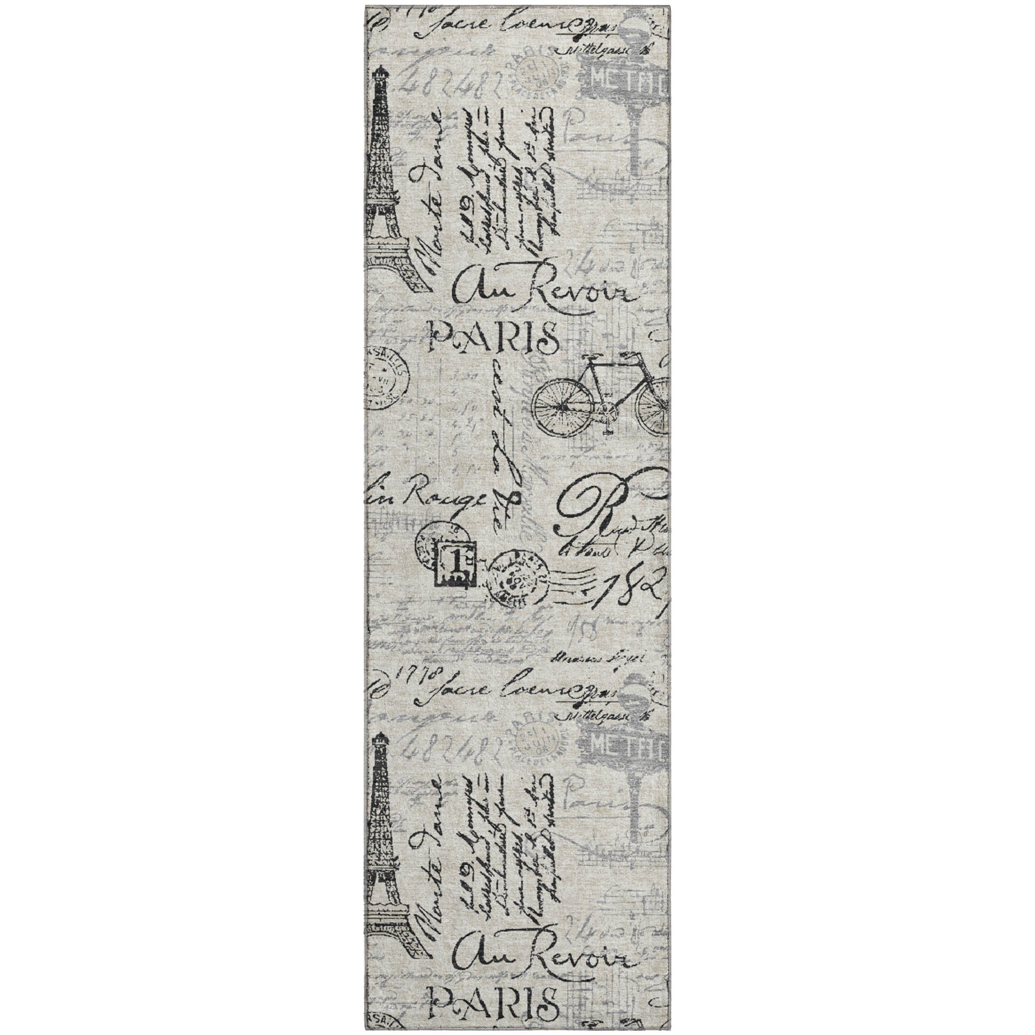 Seville Machine Washable Transitional Beige Brown Rug 2'3" x 7'6" #shape_Runner