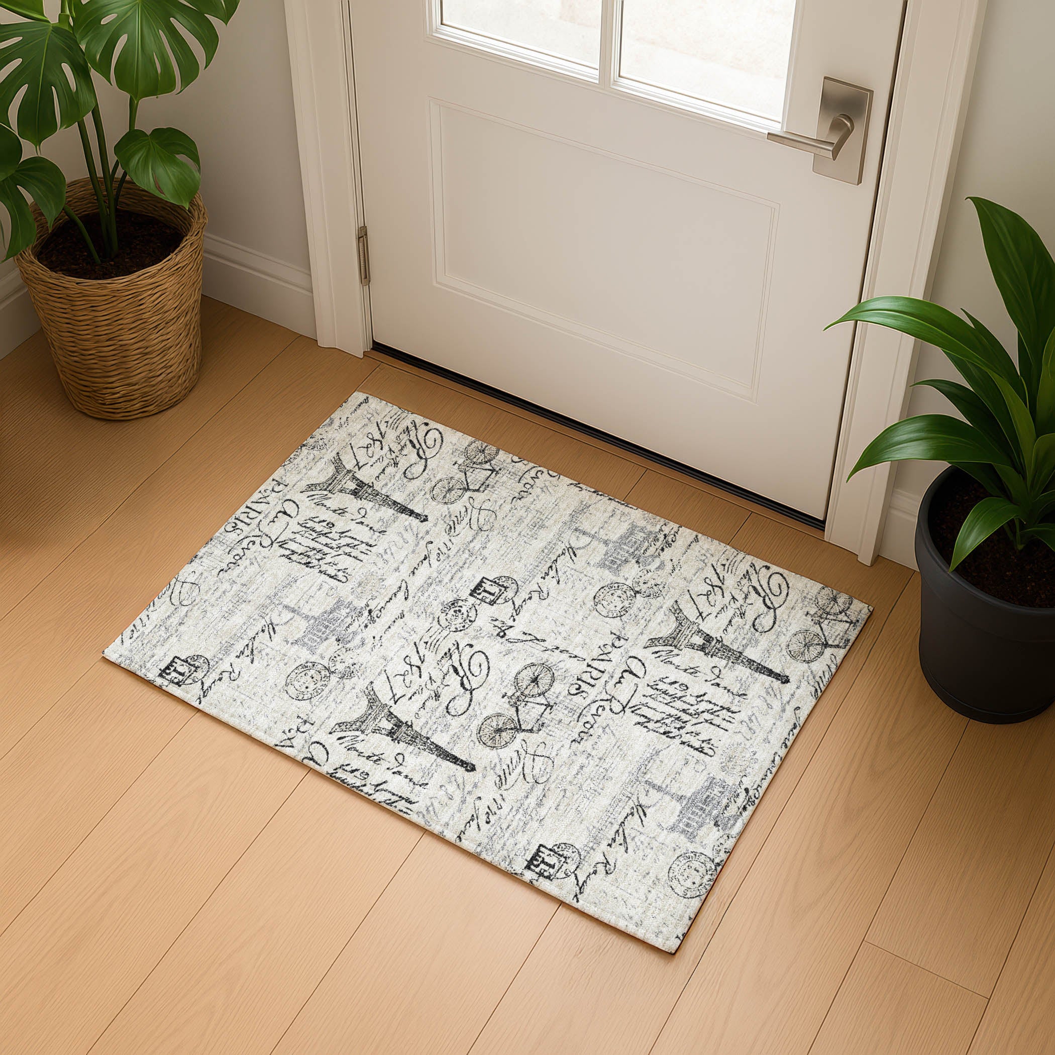 Seville Machine Washable Transitional Beige Brown Rug 1'8" x 2'6" #shape_Rectangle