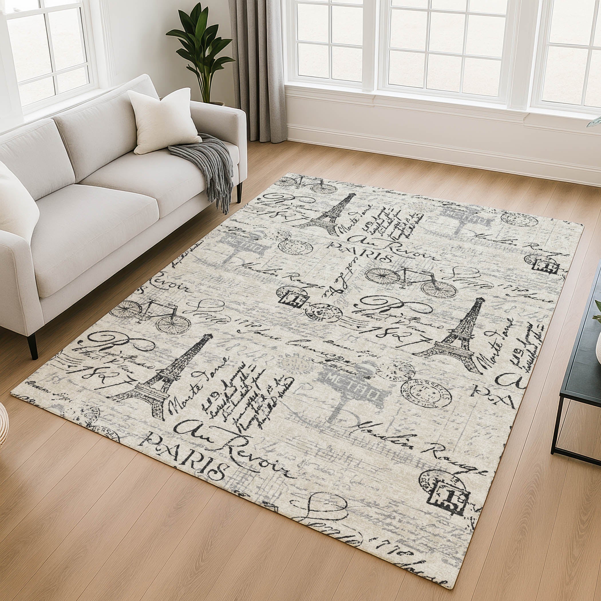 Seville Machine Washable Transitional Beige Brown Rug 2'6" x 3'10" #shape_Rectangle