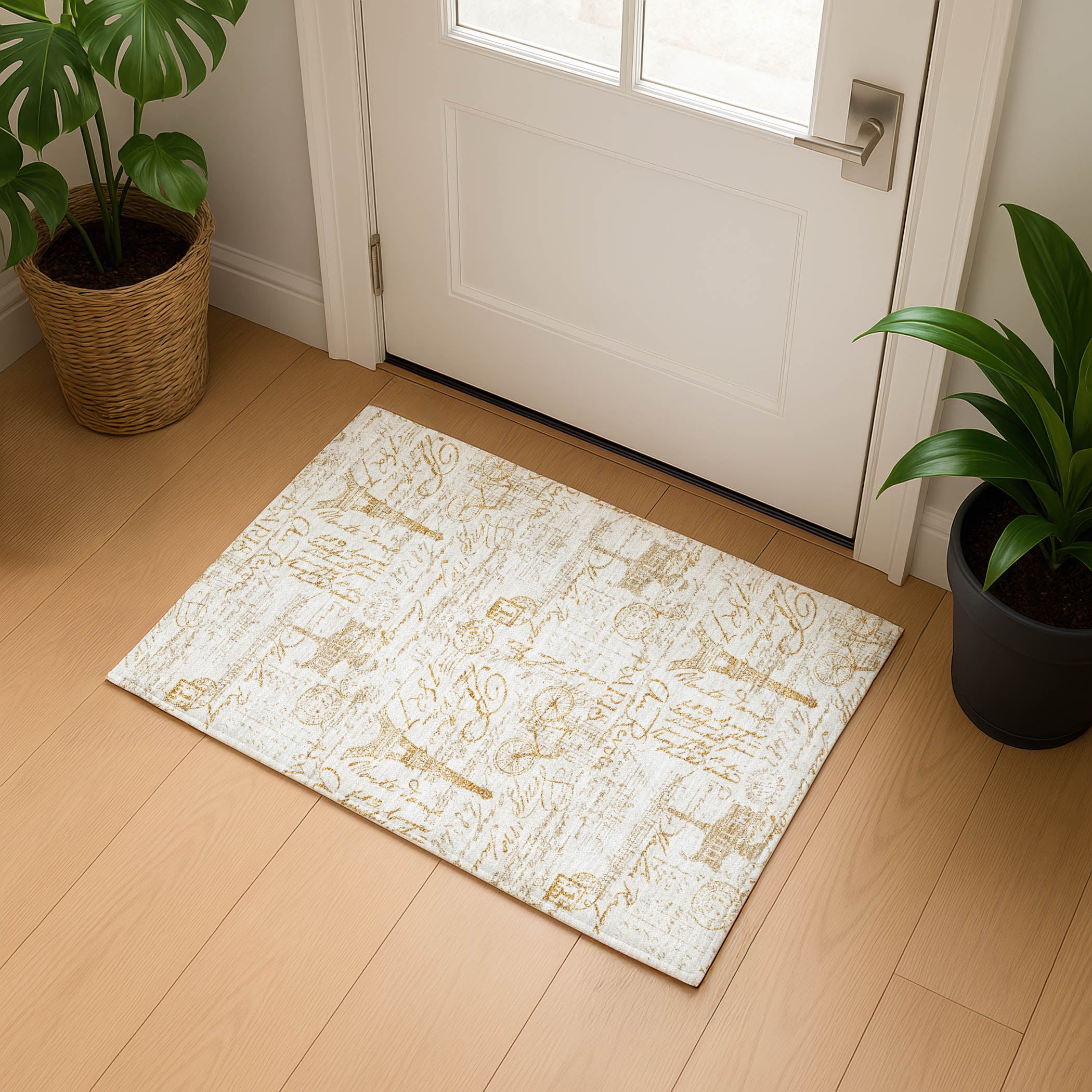 Seville Machine Washable Transitional Gold Rug 1'8" x 2'6" #shape_Rectangle