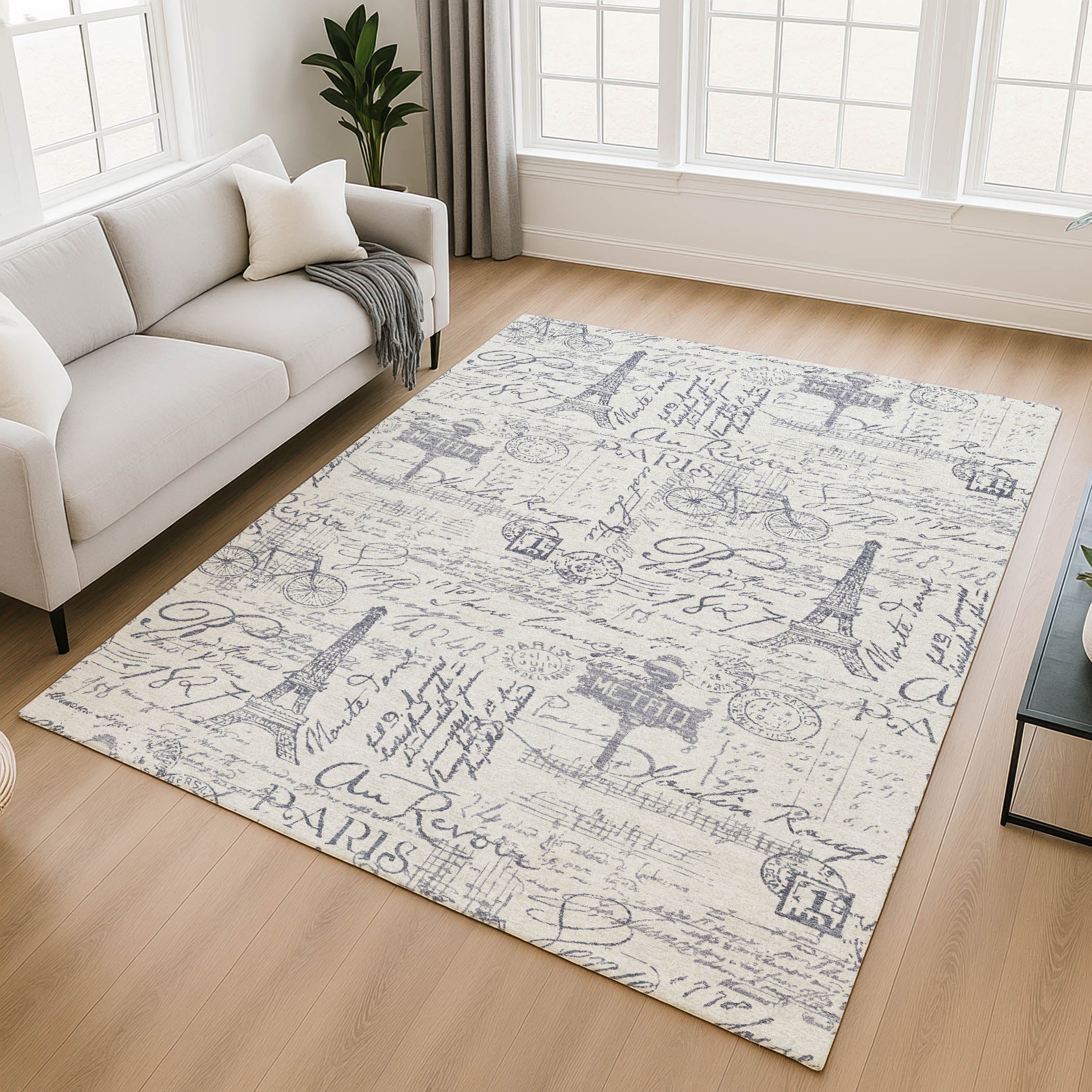 Seville Machine Washable Transitional Ivory Rug 2'6" x 3'10" #shape_Rectangle