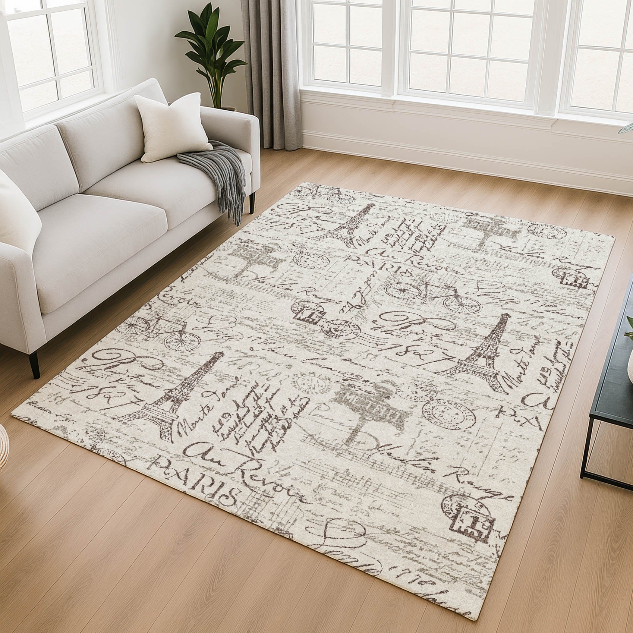 Seville Machine Washable Transitional Linen Ivory Rug 2'6" x 3'10" #shape_Rectangle