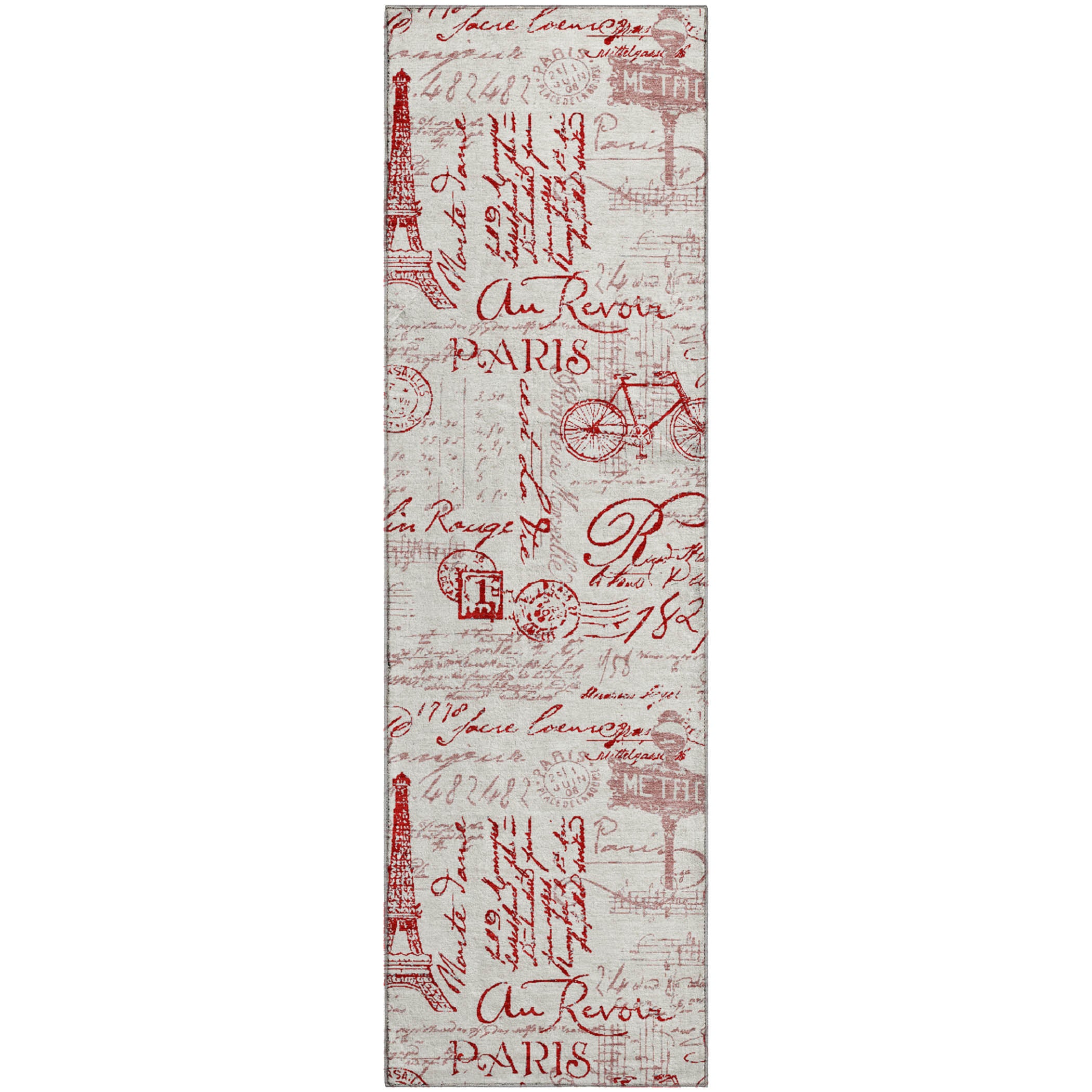 Seville Machine Washable Transitional Red Rug 2'3" x 7'6" #shape_Runner