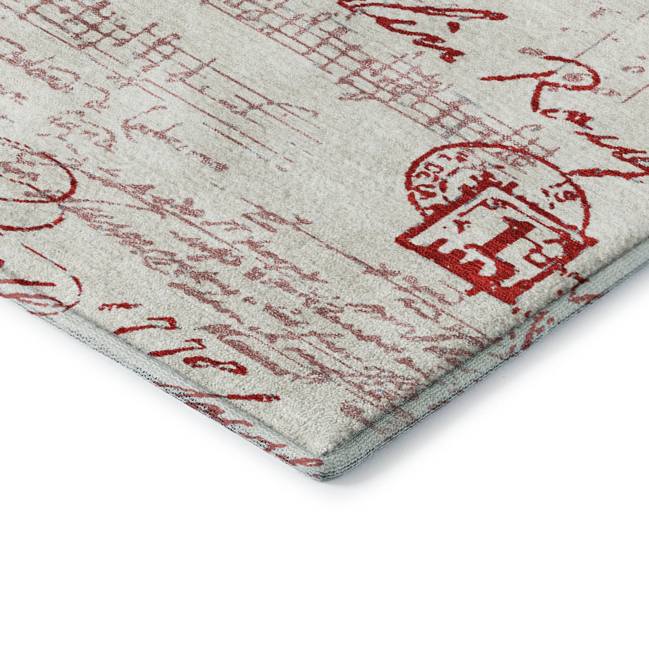 Seville Machine Washable Transitional Red Rug 1'8" x 2'6" #shape_Rectangle