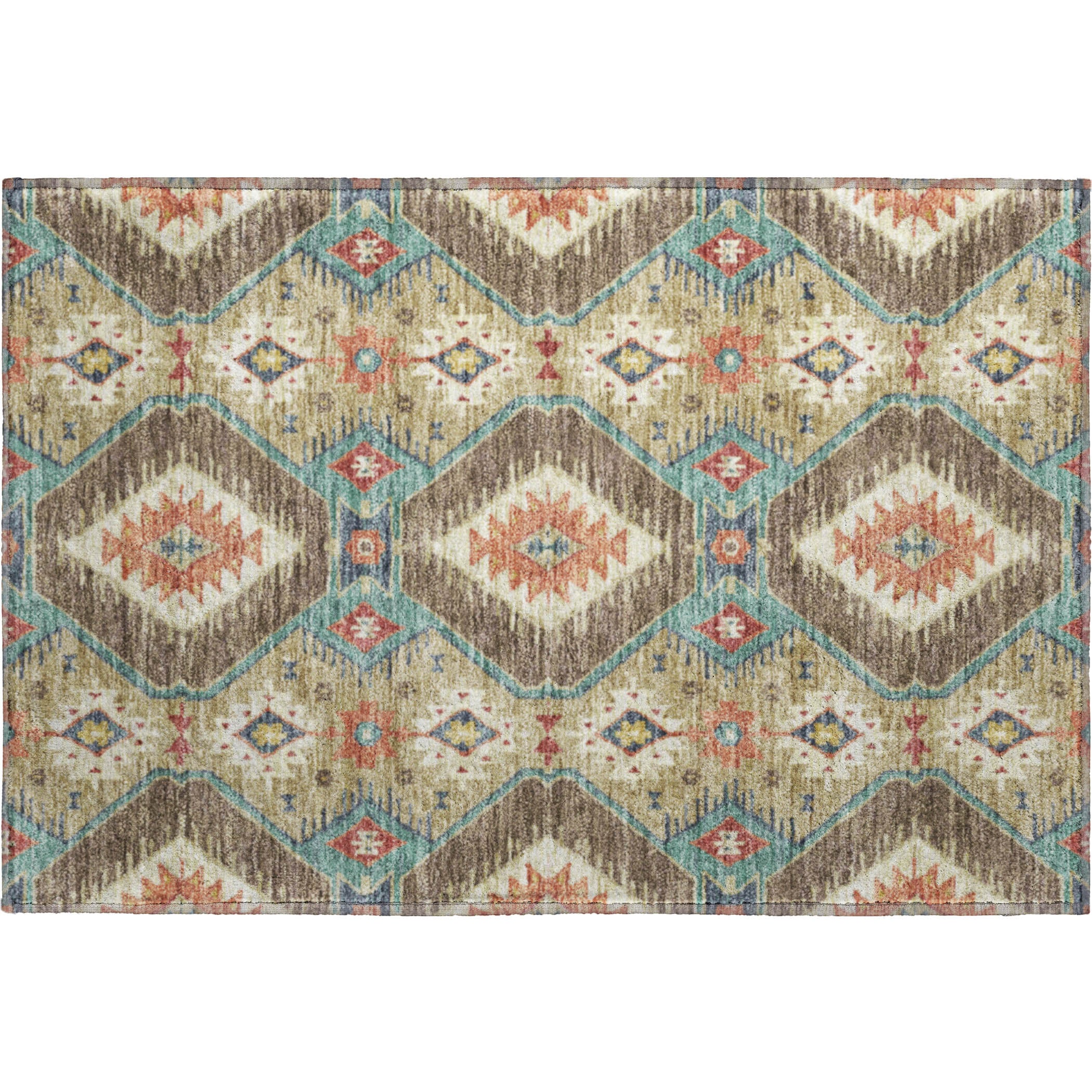 Oaxaca Machine Washable Transitional Khaki Brown Rug 1'8" x 2'6" #shape_Rectangle