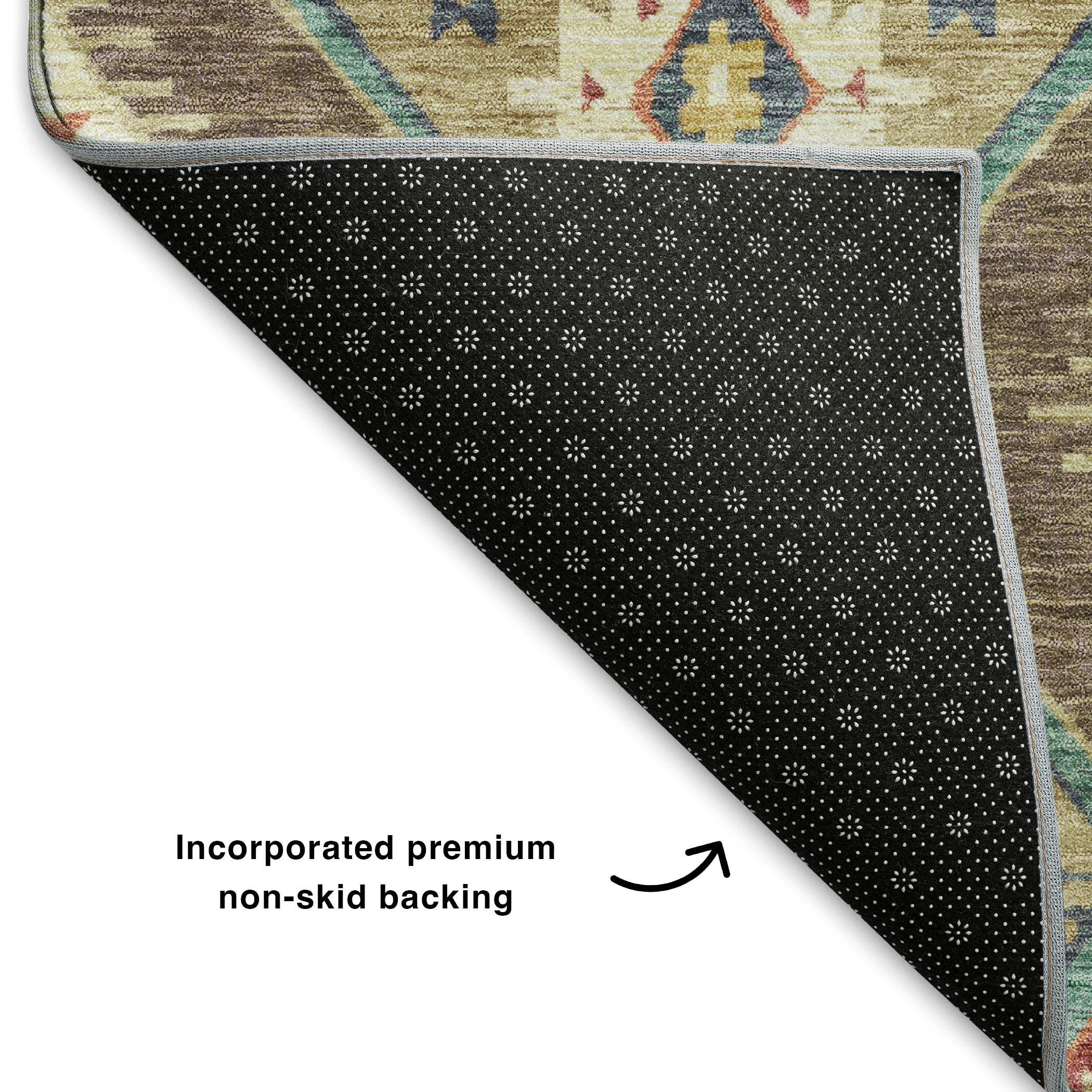 Oaxaca Machine Washable Transitional Khaki Brown Rug 1'8" x 2'6" #shape_Rectangle