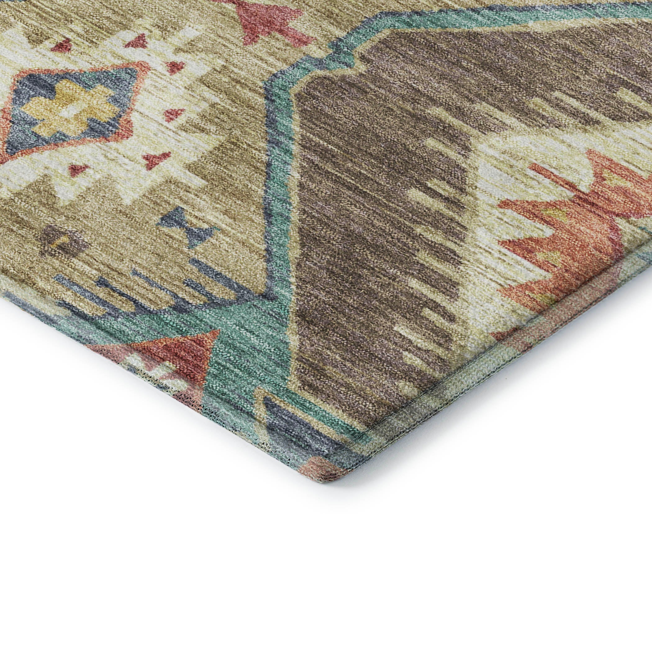 Oaxaca Machine Washable Transitional Khaki Brown Rug 1'8" x 2'6" #shape_Rectangle
