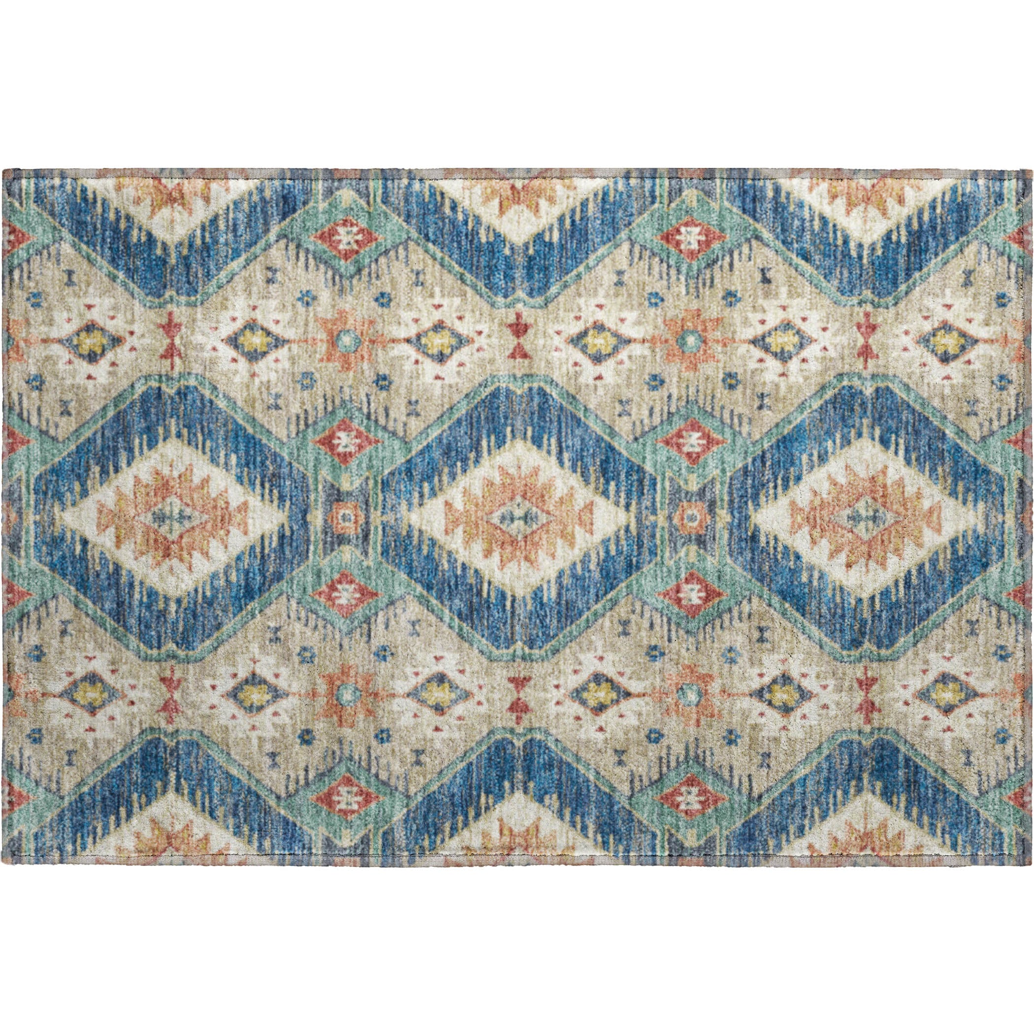 Oaxaca Machine Washable Transitional Navy Blue Rug 1'8" x 2'6" #shape_Rectangle