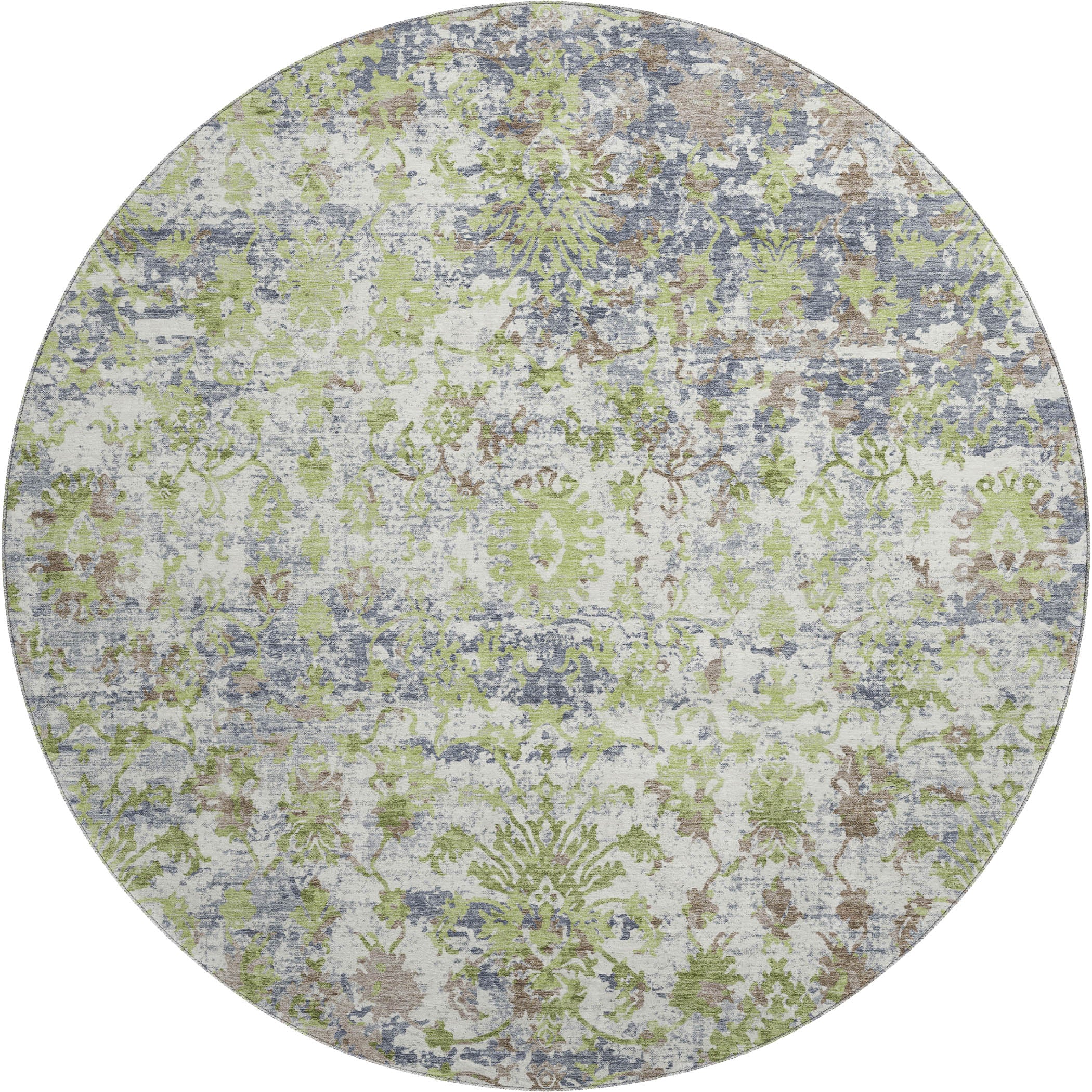 Dubrovnik Machine Washable Transitional Aloe Green Rug 8' x 8' #shape_Round