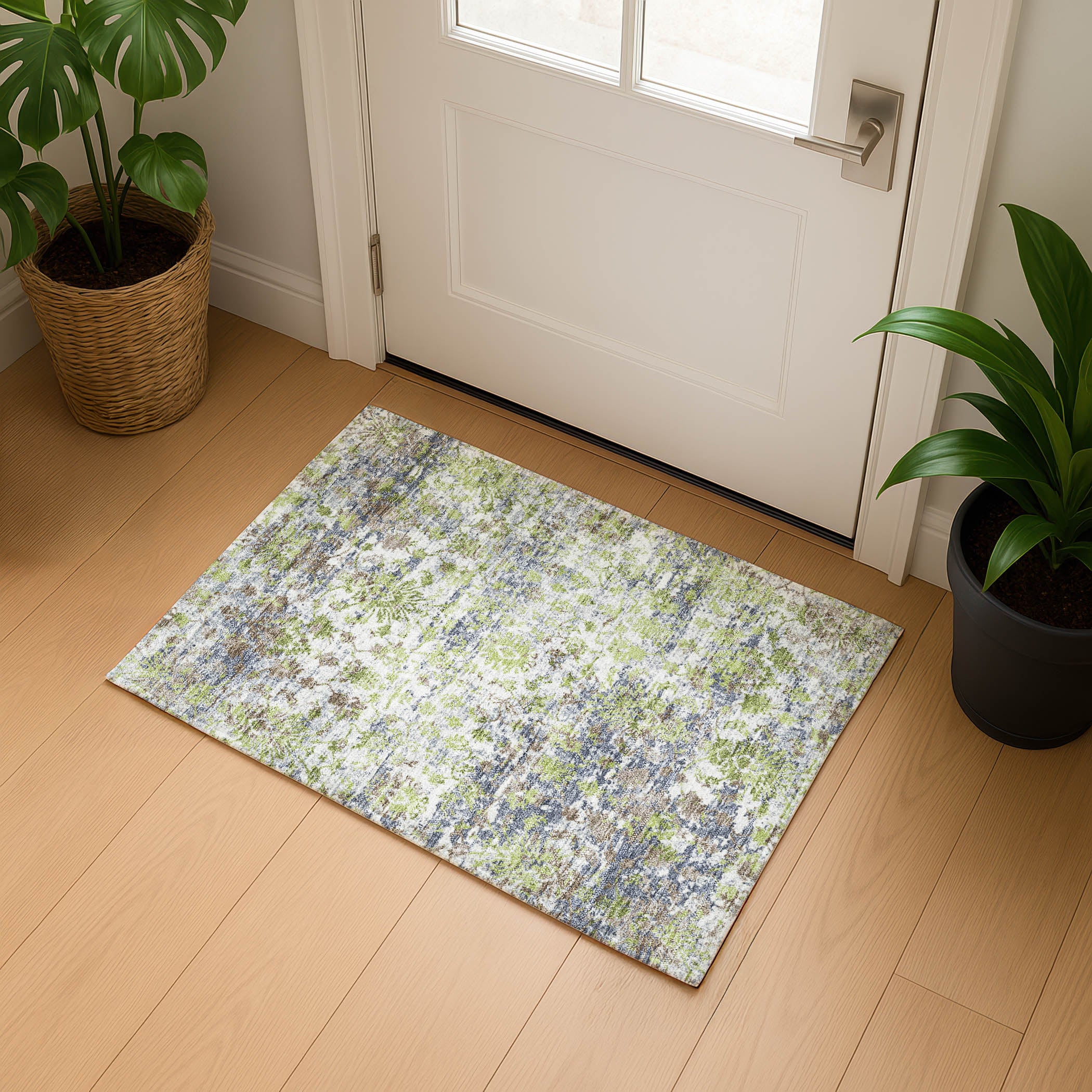 Dubrovnik Machine Washable Transitional Aloe Green Rug 1'8" x 2'6" #shape_Rectangle