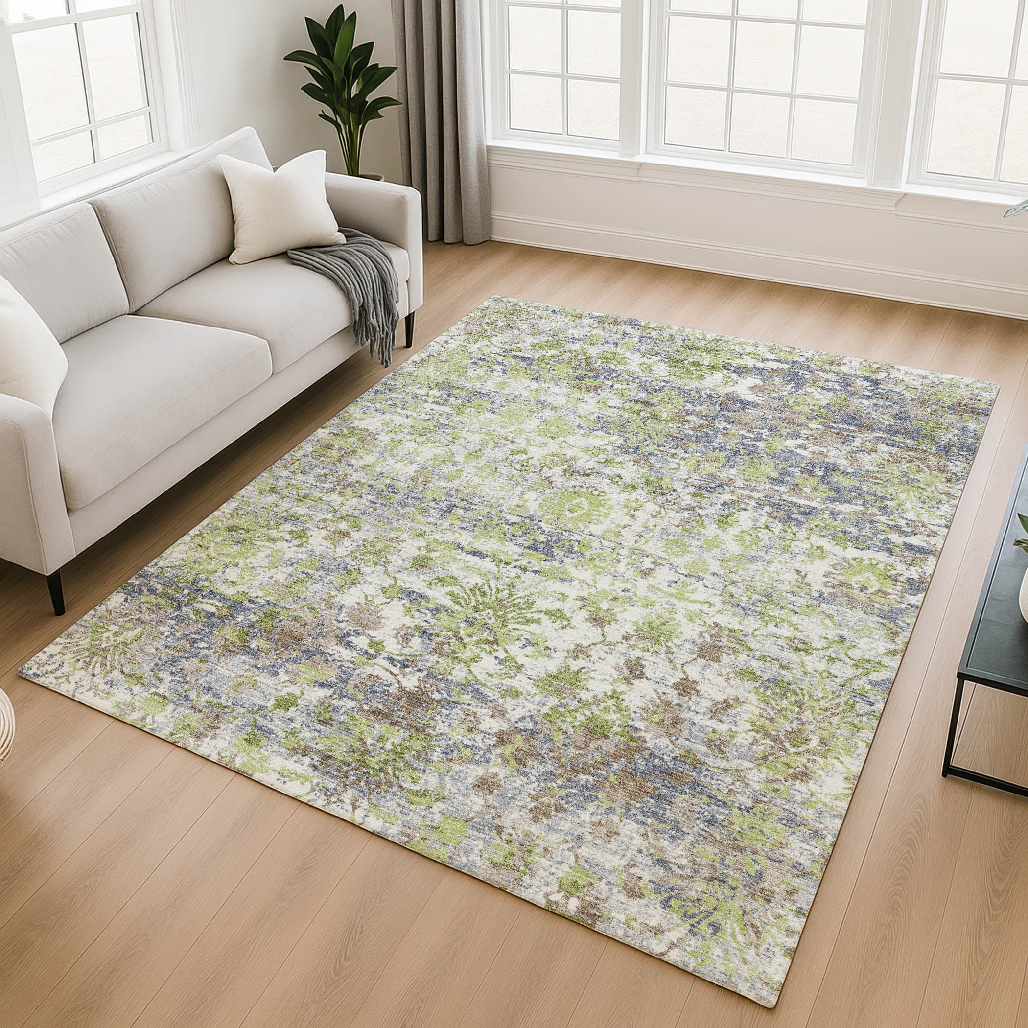 Dubrovnik Machine Washable Transitional Aloe Green Rug 2'6" x 3'10" #shape_Rectangle