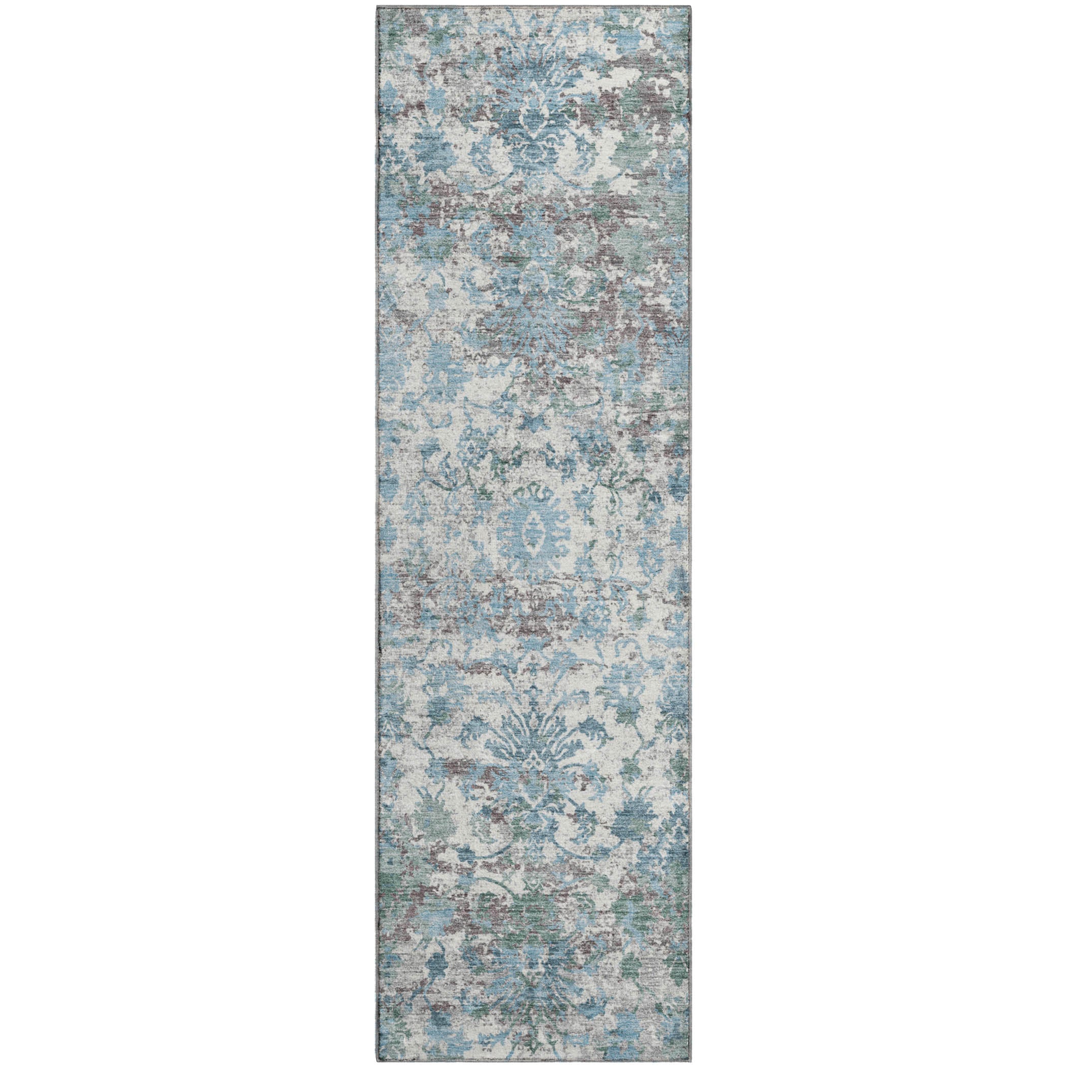 Dubrovnik Machine Washable Transitional Denim Blue Rug 2'3" x 7'6" #shape_Runner