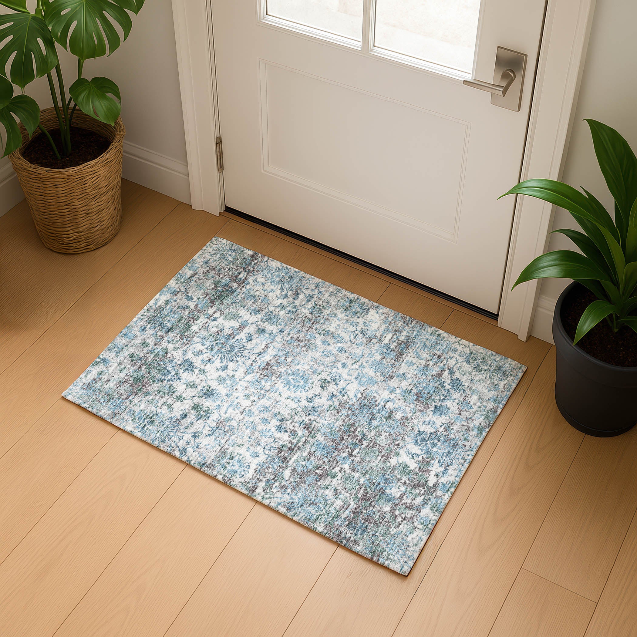 Dubrovnik Machine Washable Transitional Denim Blue Rug 1'8" x 2'6" #shape_Rectangle