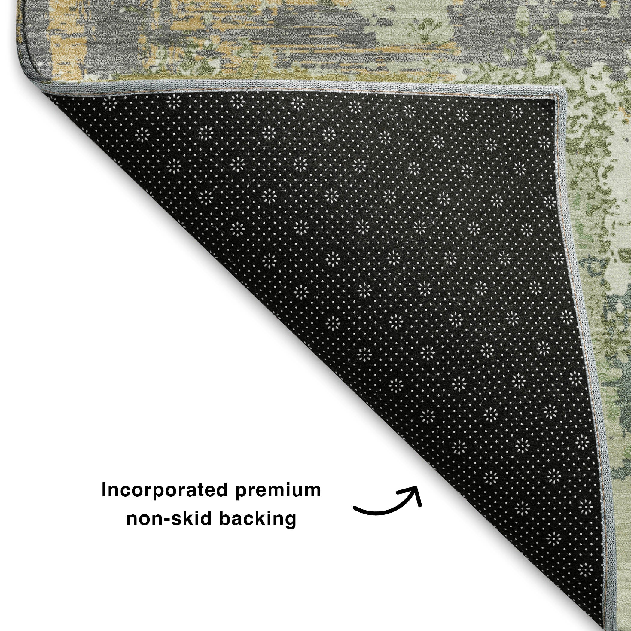 Seoul Machine Washable Transitional Aloe Green Rug 1'8" x 2'6" #shape_Rectangle