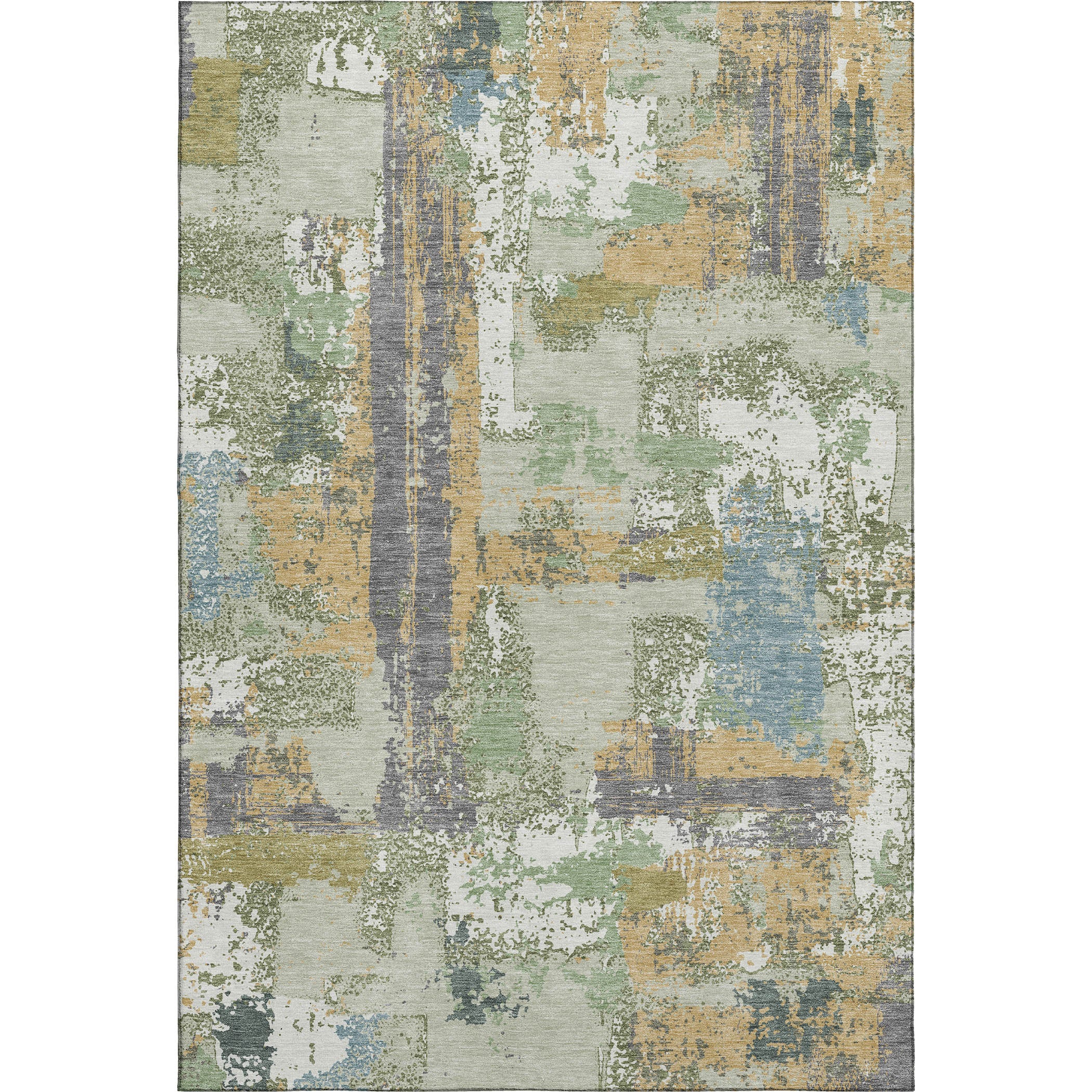 Seoul Machine Washable Transitional Aloe Green Rug 2'6" x 3'10" #shape_Rectangle