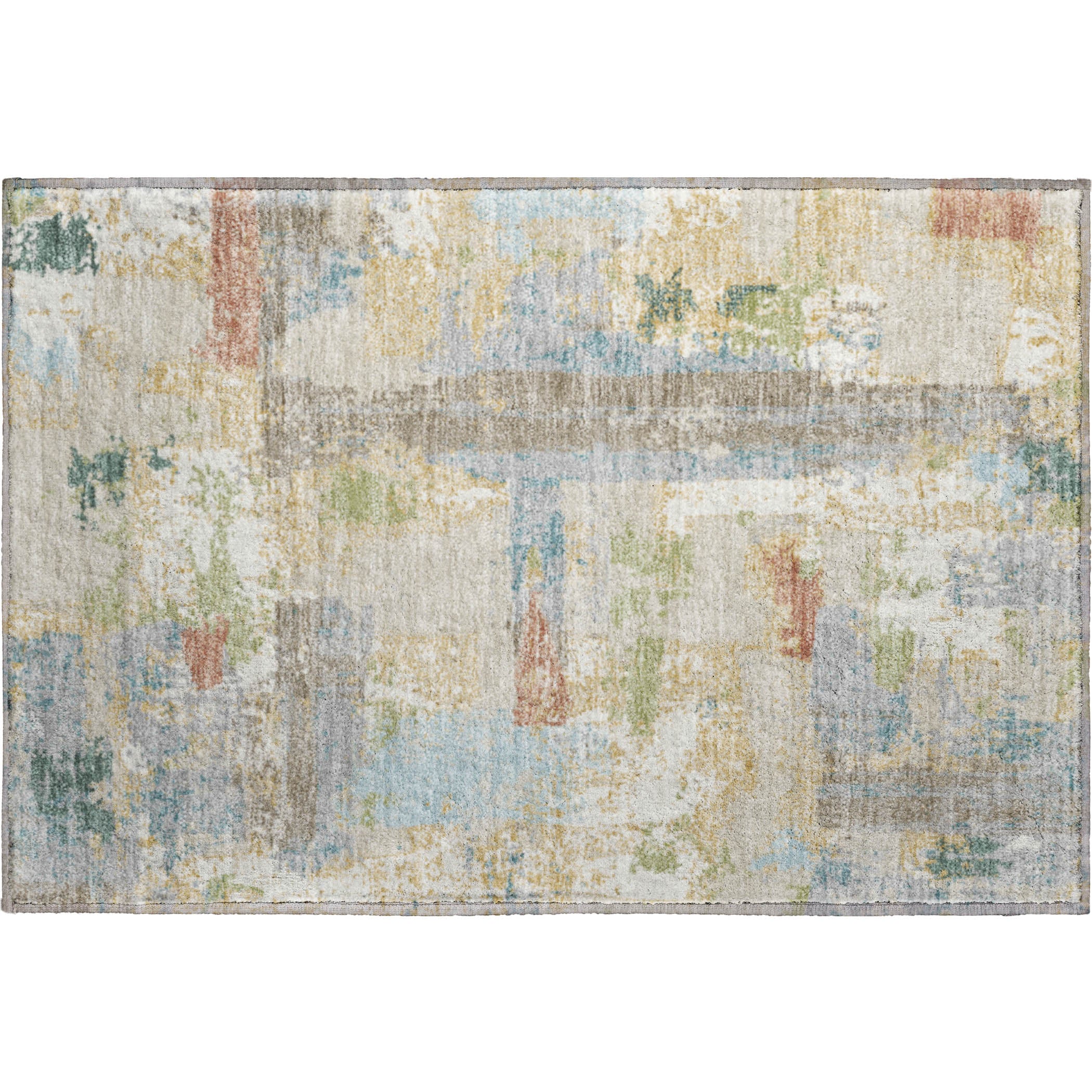 Seoul Machine Washable Transitional Beige Brown Rug 1'8" x 2'6" #shape_Rectangle