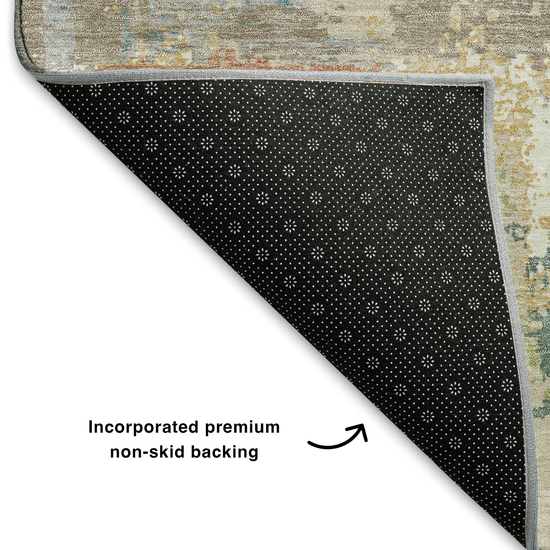 Seoul Machine Washable Transitional Beige Brown Rug 1'8" x 2'6" #shape_Rectangle