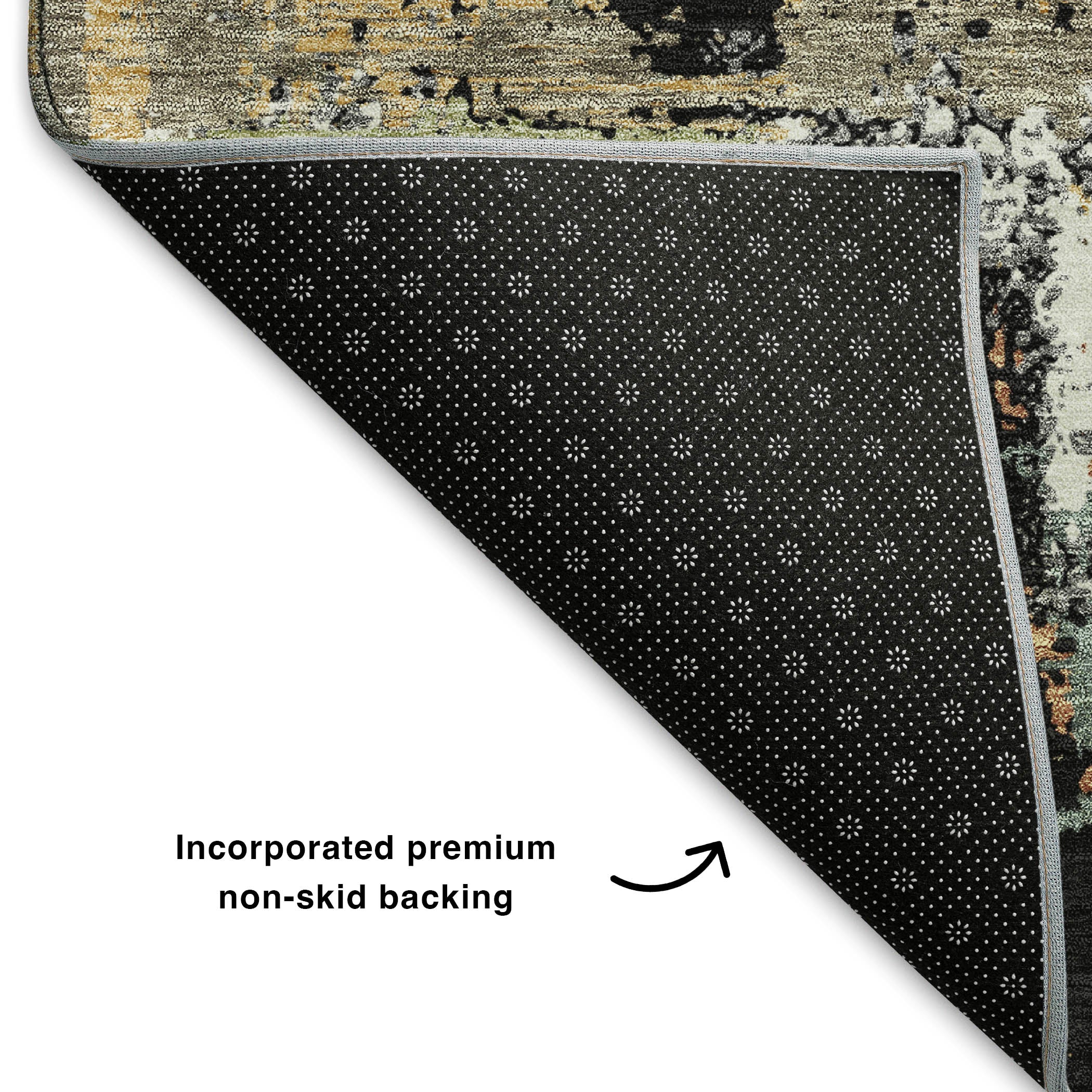 Seoul Machine Washable Transitional Black Rug 1'8" x 2'6" #shape_Rectangle