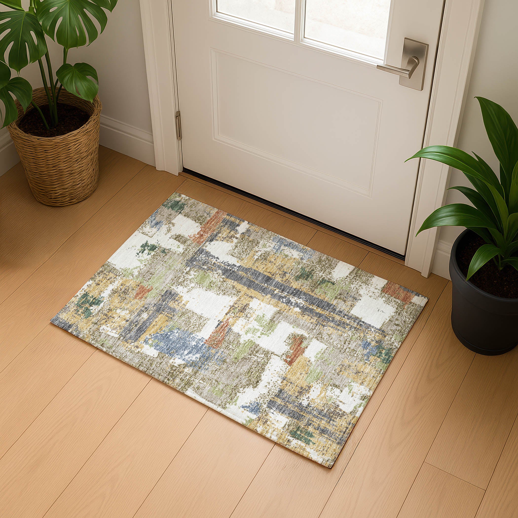Seoul Machine Washable Transitional Ivory Rug 1'8" x 2'6" #shape_Rectangle