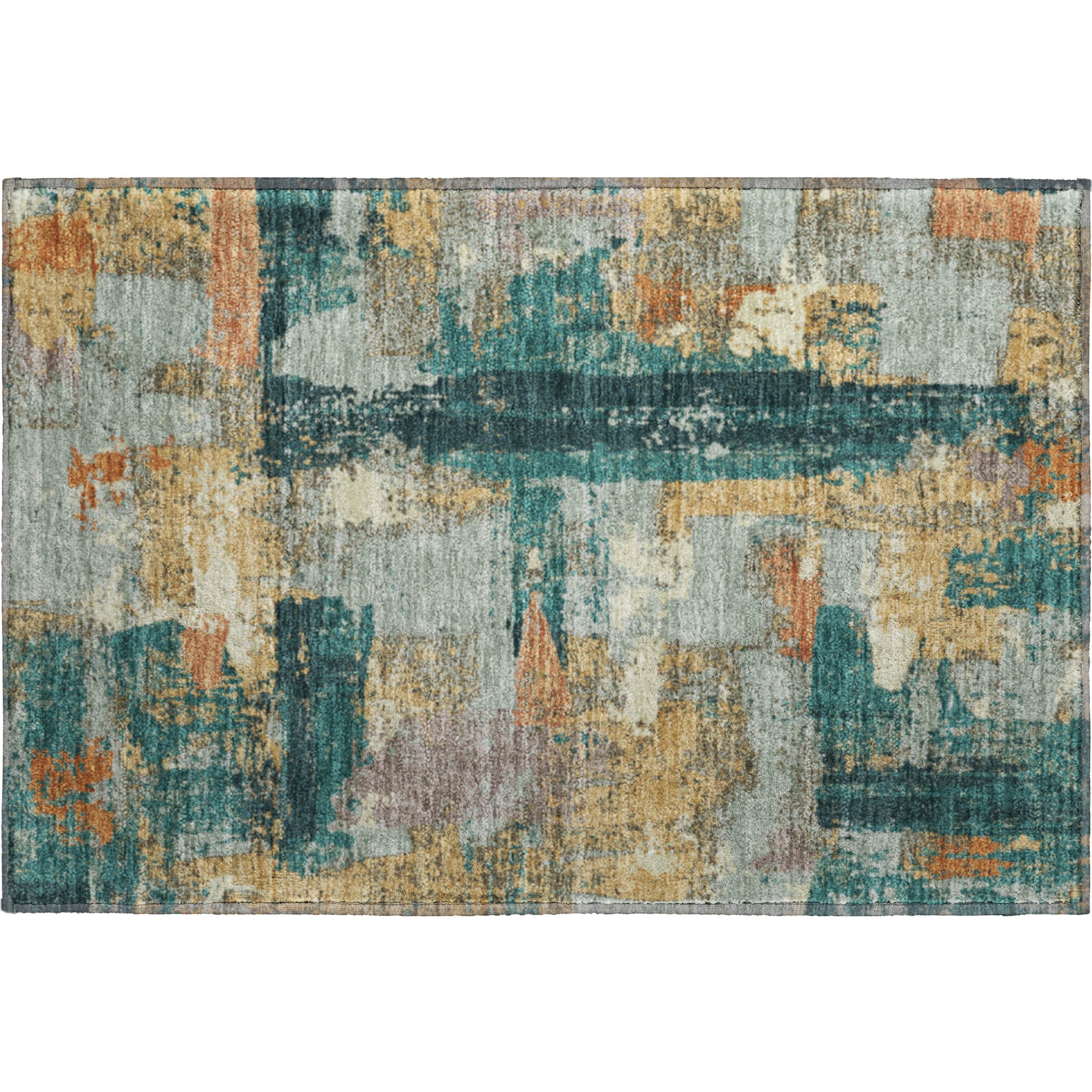 Seoul Machine Washable Transitional Seafoam Blue Rug 1'8" x 2'6" #shape_Rectangle